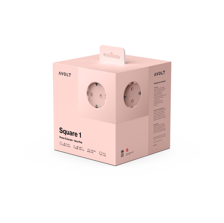 스퀘어 1 소켓 USB-C 30W 1.8 m, New Pink Avolt | 아볼트