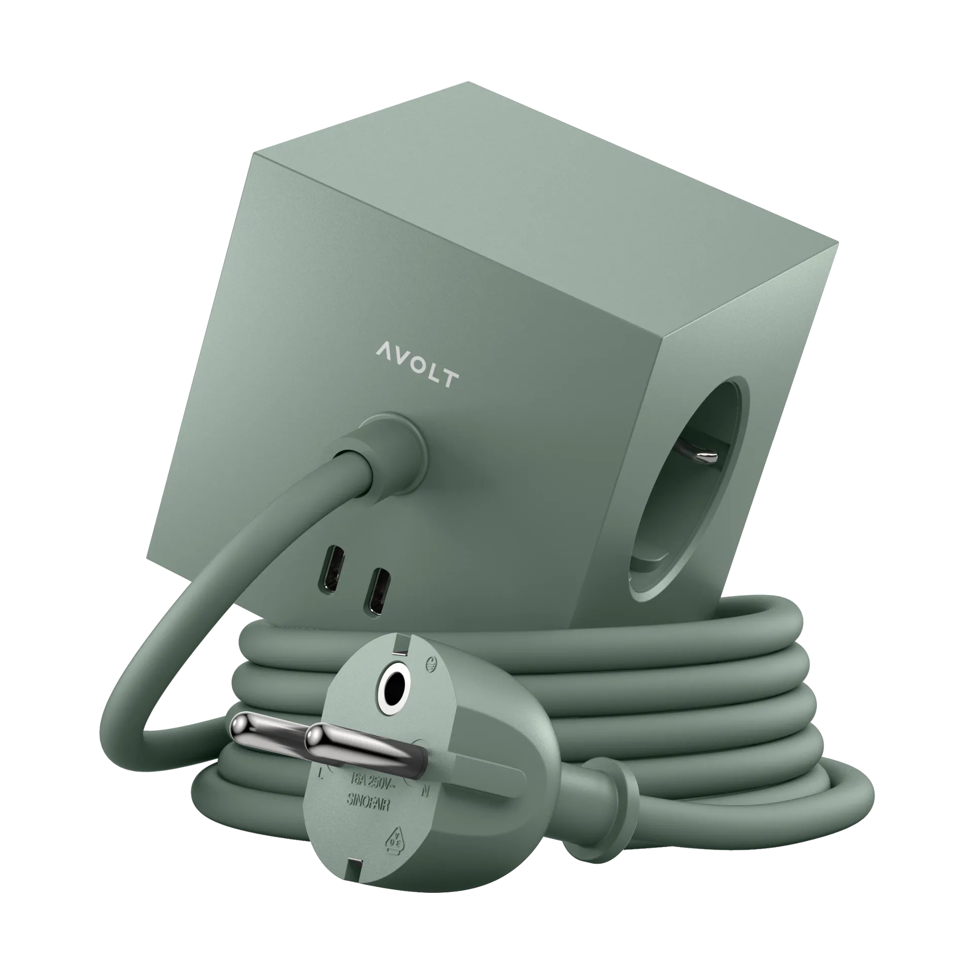 스퀘어 1 소켓 USB-C 30W 1.8 m, Oak green Avolt | 아볼트