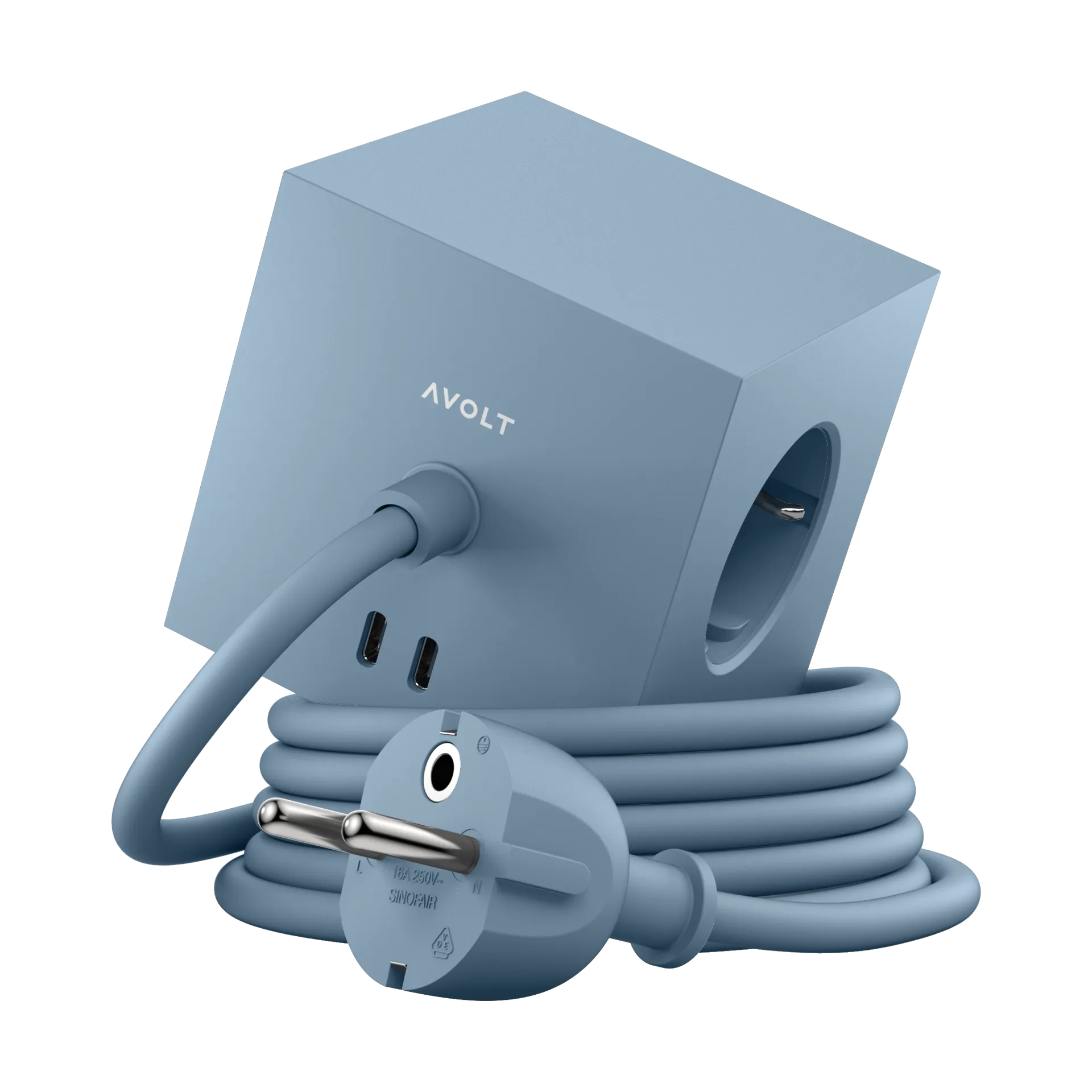 스퀘어 1 소켓 USB-C 30W 1.8 m, Shark blue Avolt | 아볼트