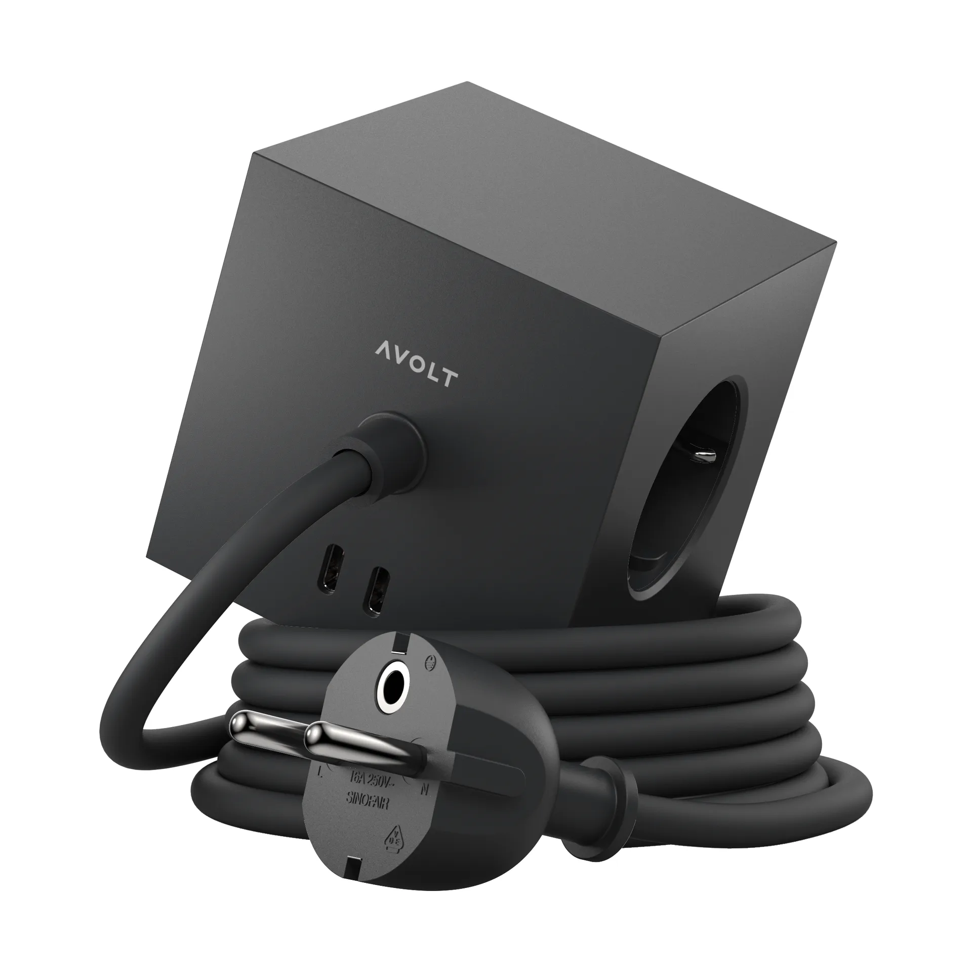 스퀘어 1 소켓 USB-C 30W 1.8 m, Stockholm black Avolt | 아볼트