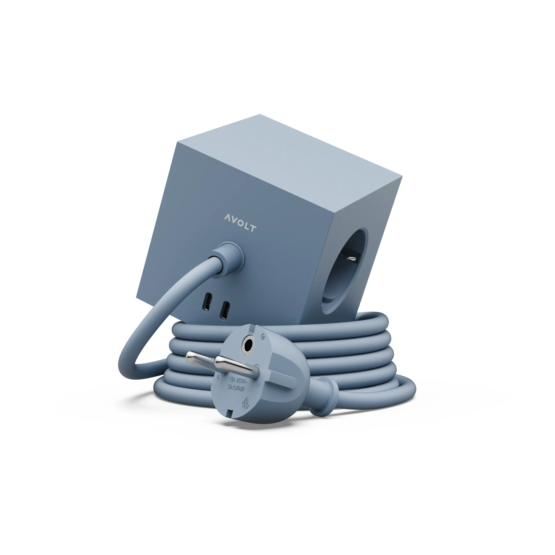 스퀘어 1 파워 스트립 USB-C 30W 3 m, Shark Blue Avolt | 아볼트
