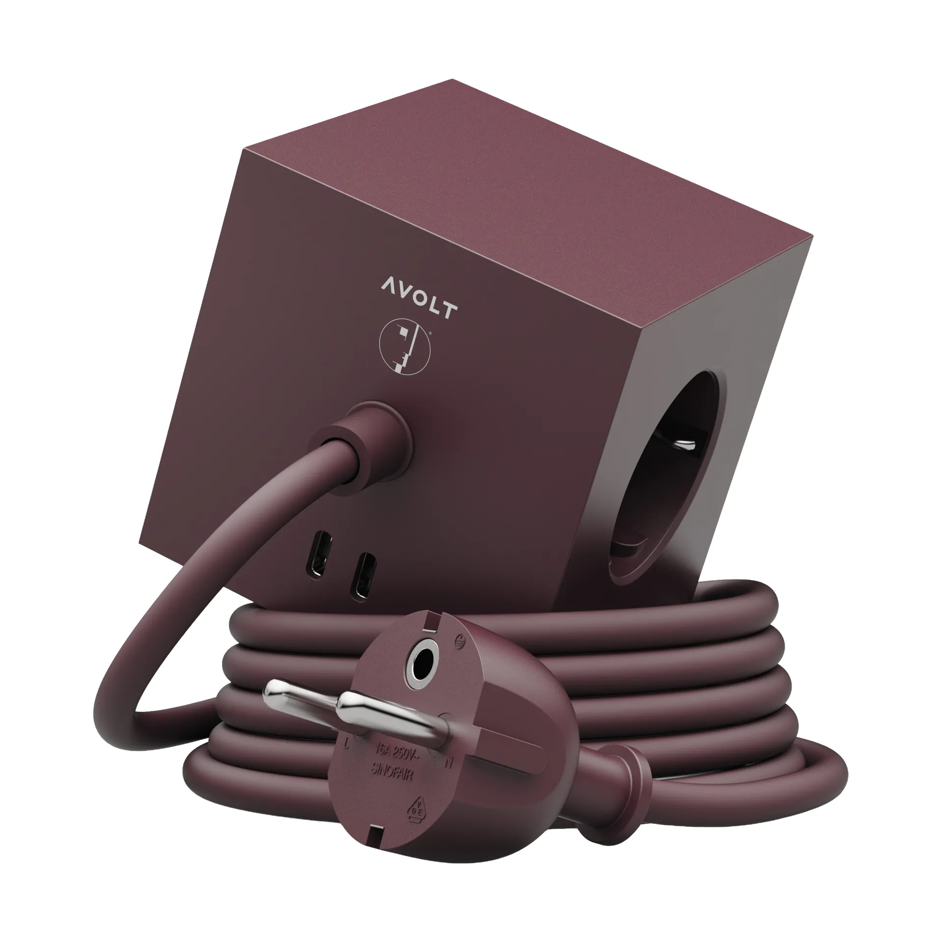 아볼트 x 바우하우스-아카이브 스퀘어 1 USB-C 멀티탭, Mulberry Red Avolt | 아볼트