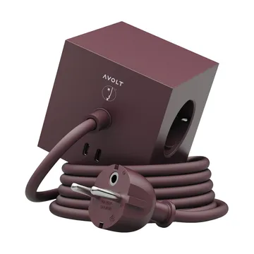 아볼트 x 바우하우스-아카이브 스퀘어 1 USB-C 멀티탭 - Mulberry Red - Avolt | 아볼트
