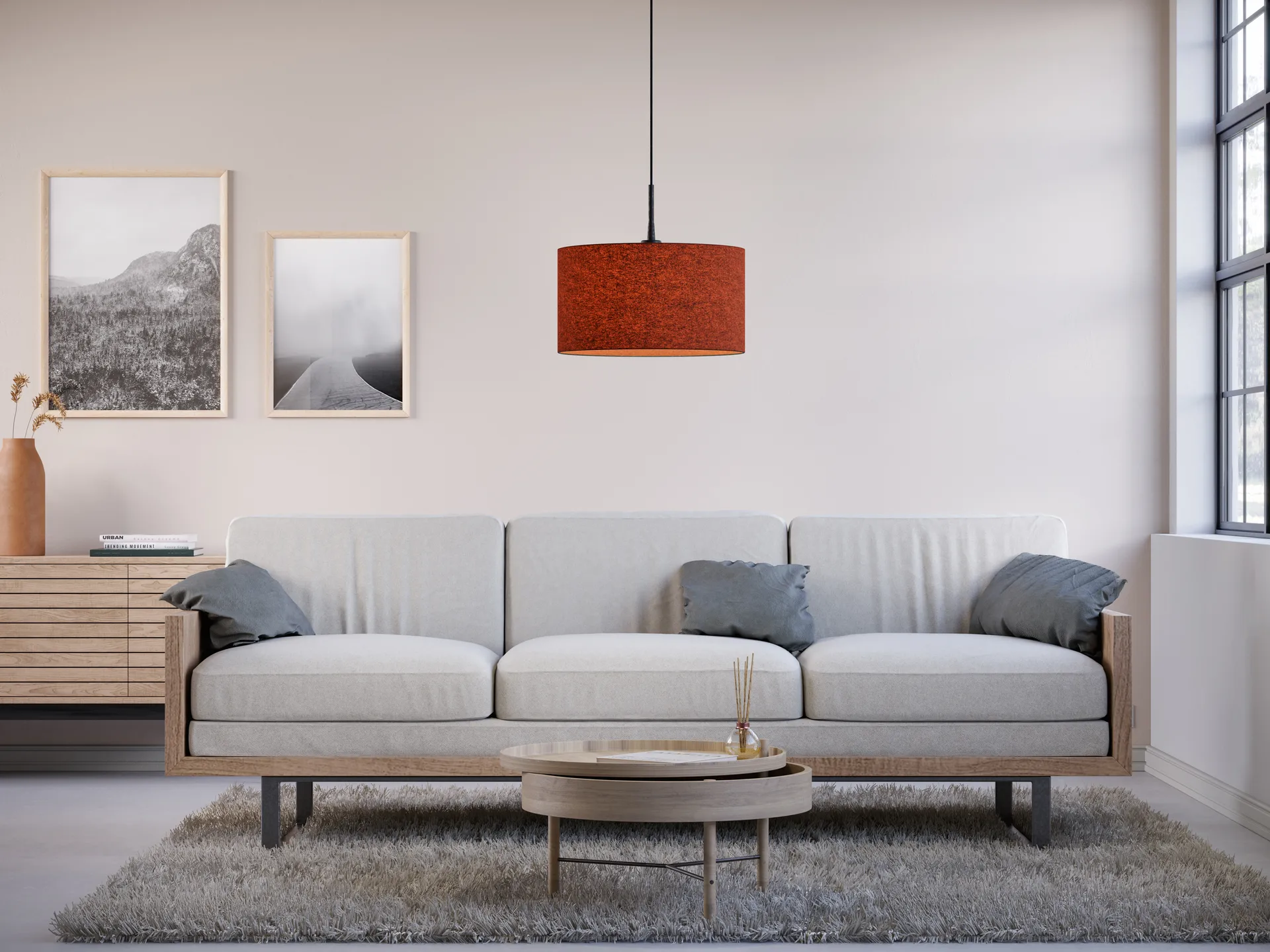 소프트 펜던트 조명 Ø40 cm, Rust red wool Belid | 벨리드