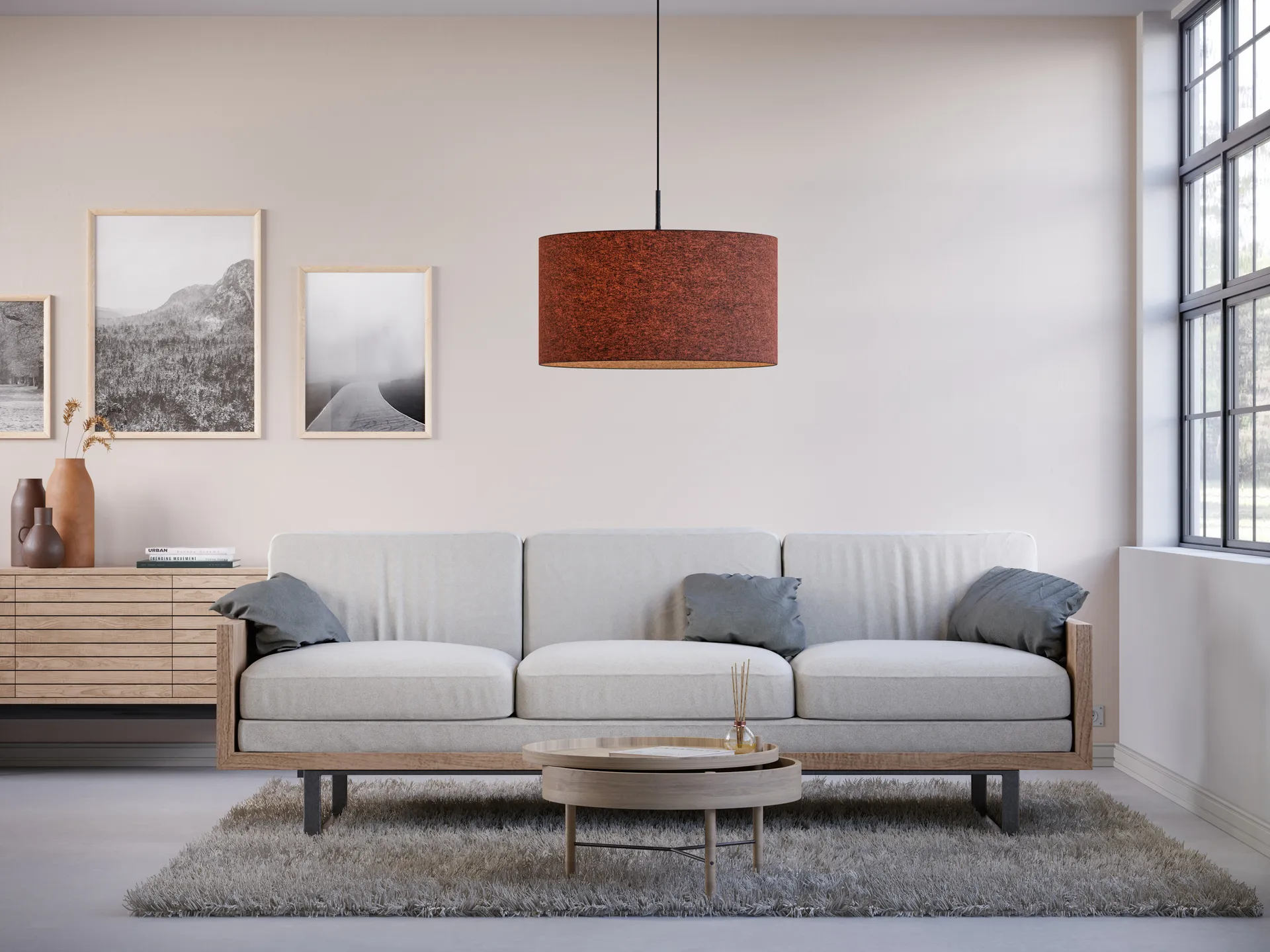 소프트 펜던트 조명 Ø57 cm, Rust red wool Belid | 벨리드
