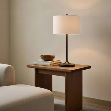 Soft 테이블 조명 - 린넨 화이트-메탈릭 브론즈, Ø34x64 cm - Belid | 벨리드