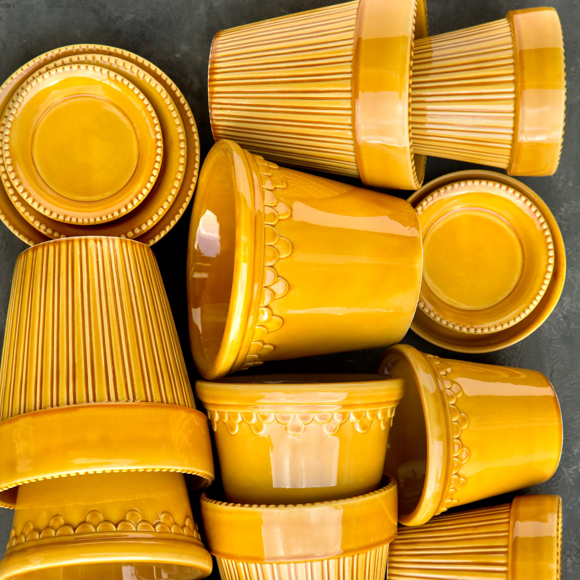 시모나 유광 토분 14 cm, Amber Yellow Bergs Potter | 베르그 포터