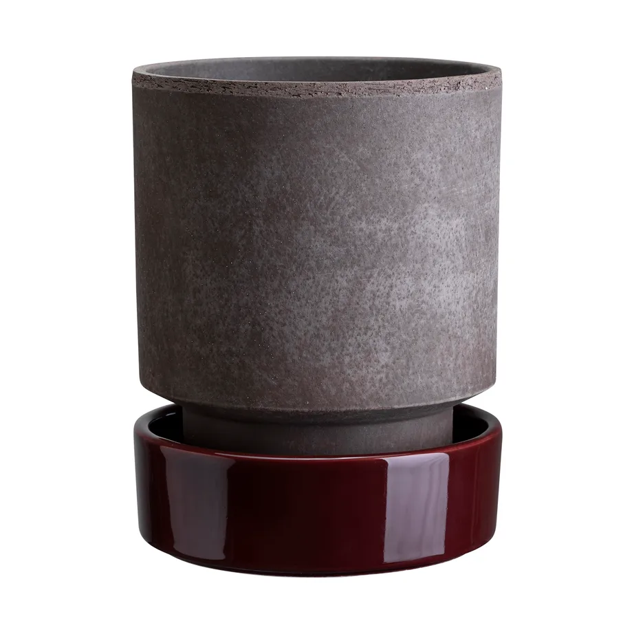 호프 화분, Ø16 cm, Raw Grey-Deep Burgundy Bergs Potter | 베르그 포터
