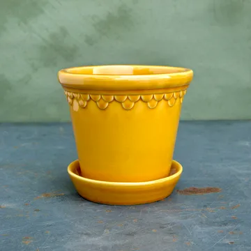 Köpenhamn 유약 처리 플라워팟 - 옐로우, Ø16 cm - Bergs Potter | 베르그 포터