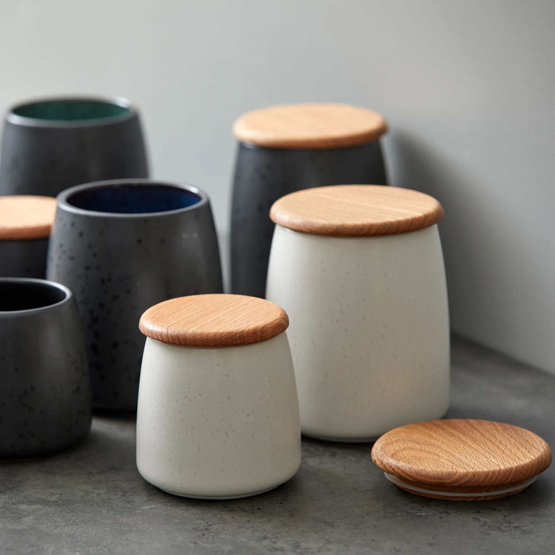 비츠 유리병 & 매트 (matte) 리드 16.5 cm, matte off white Bitz | 비츠