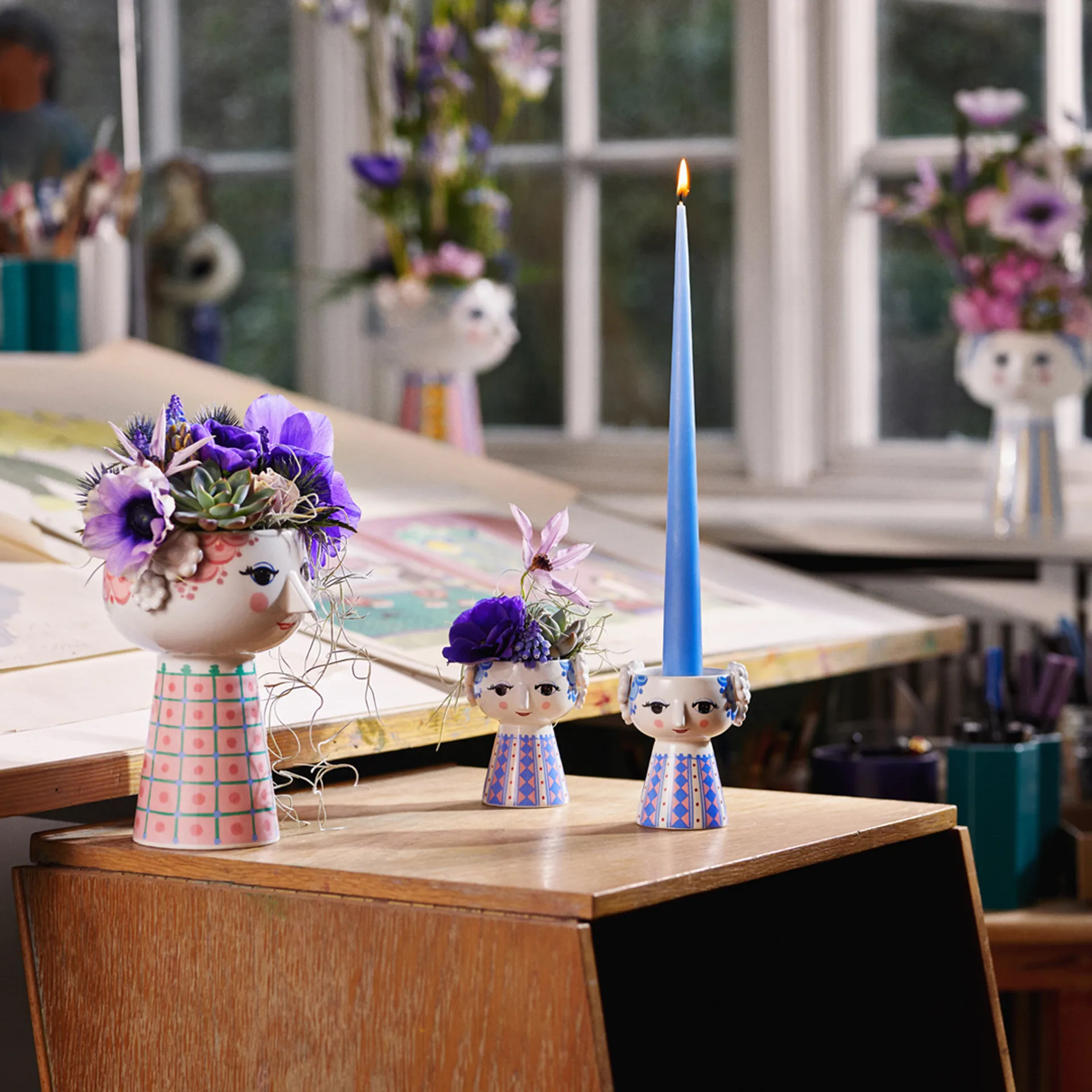 에바 캔들스틱 9.5 cm, Dark blue Bjørn Wiinblad | 뵨 윈블라드