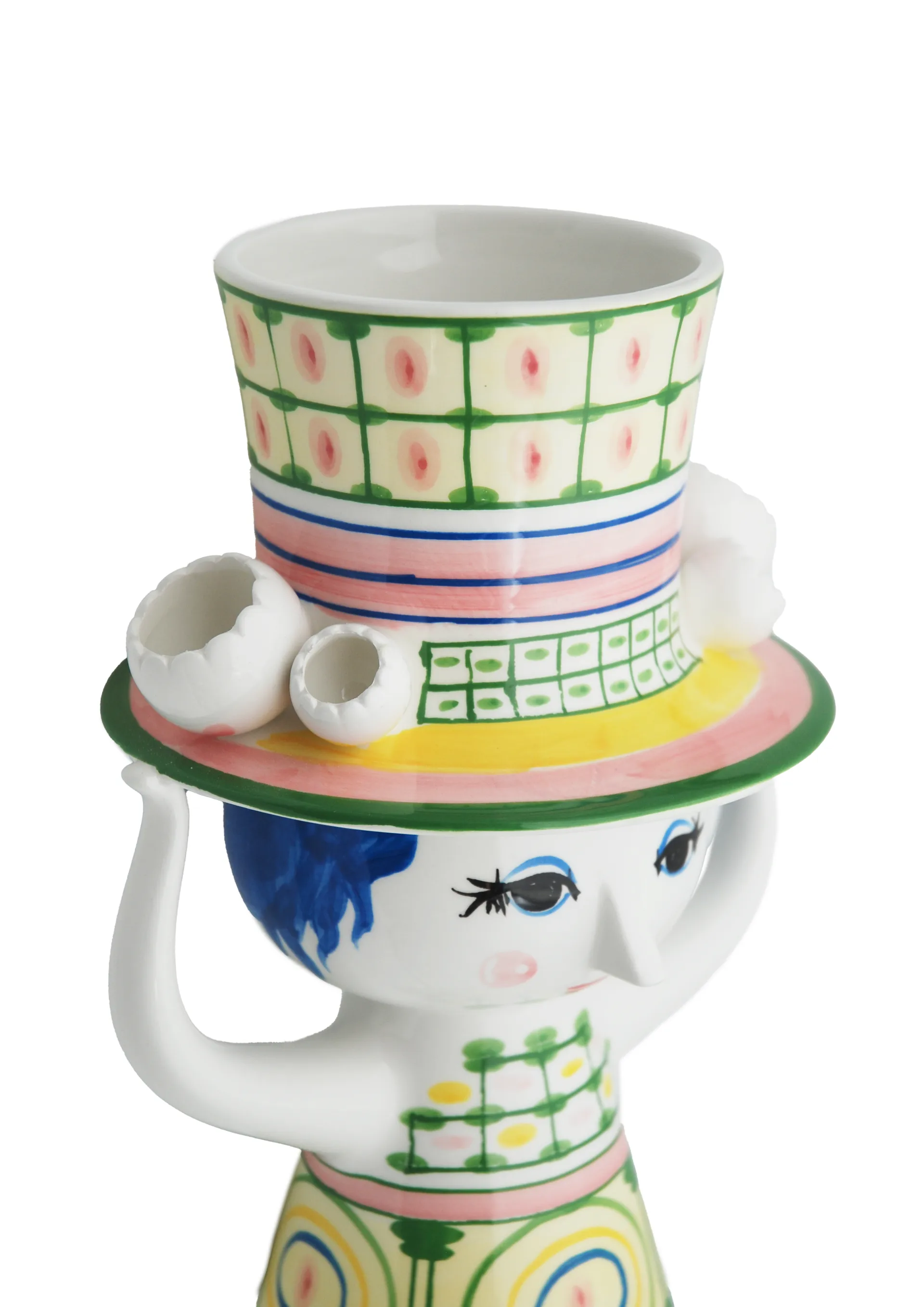 Lady & hat 화병 H24.5 cm, Green Bjørn Wiinblad | 뵨 윈블라드