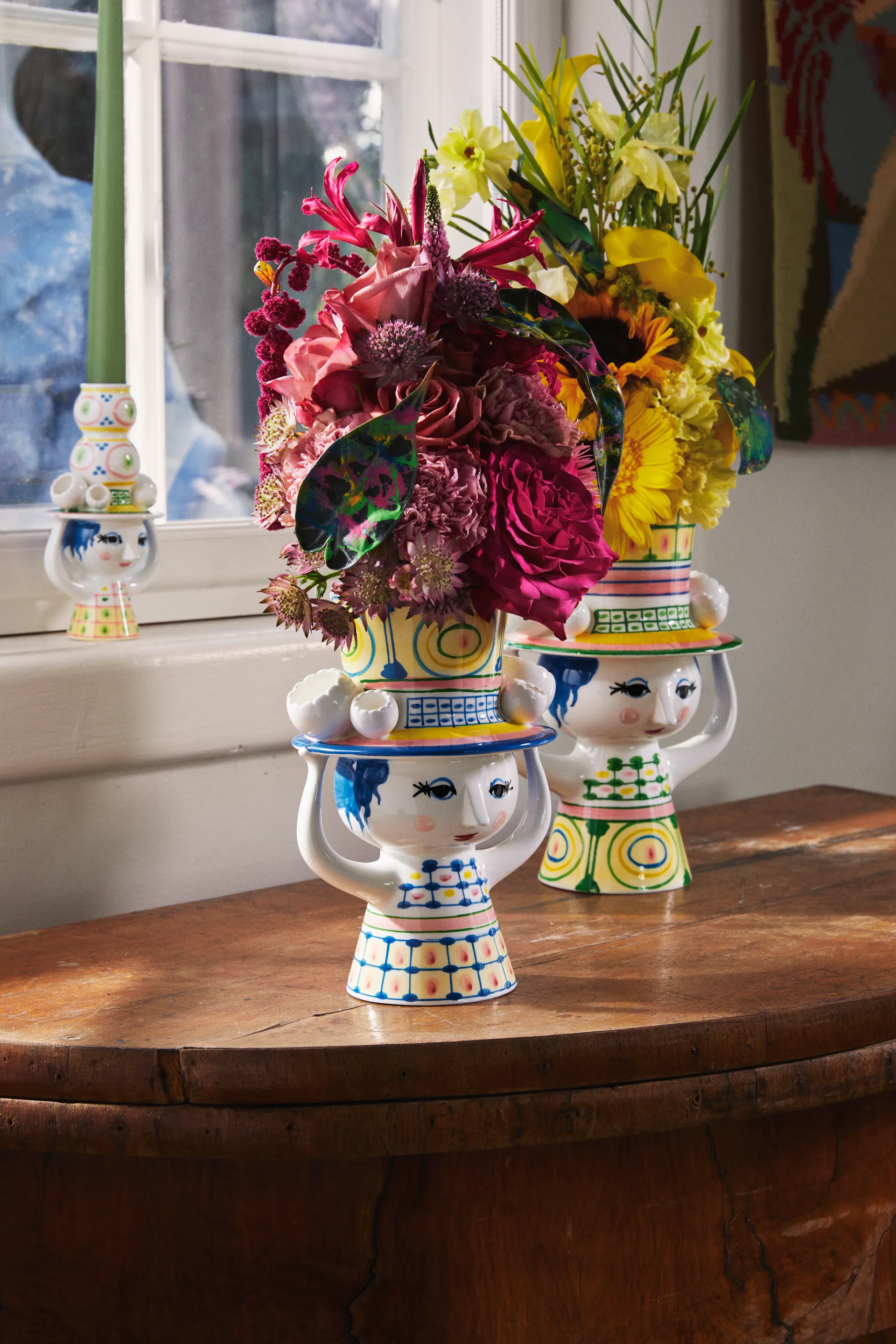 Lady & hat 화병 H24.5 cm, Green Bjørn Wiinblad | 뵨 윈블라드