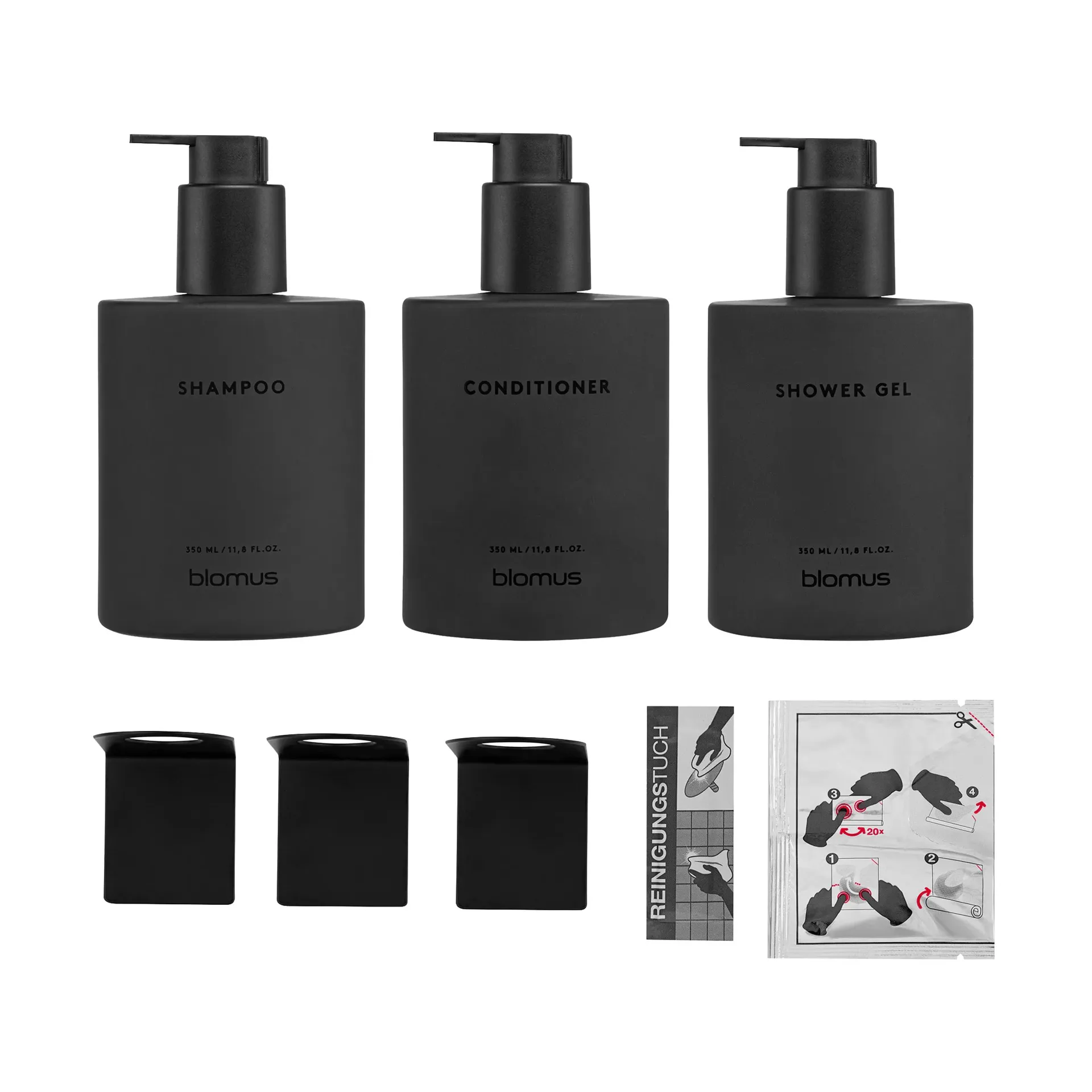키레이 글라스 보틀(벽걸이 홀더 포함) 3개 세트, Smoke, glue-mounted blomus | 블로무스