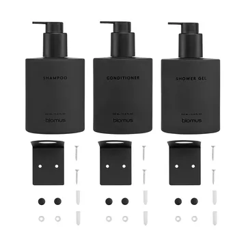 키레이 글라스 보틀(벽걸이 홀더 포함) 3개 세트 - Smoke, screw-mounted - blomus | 블로무스