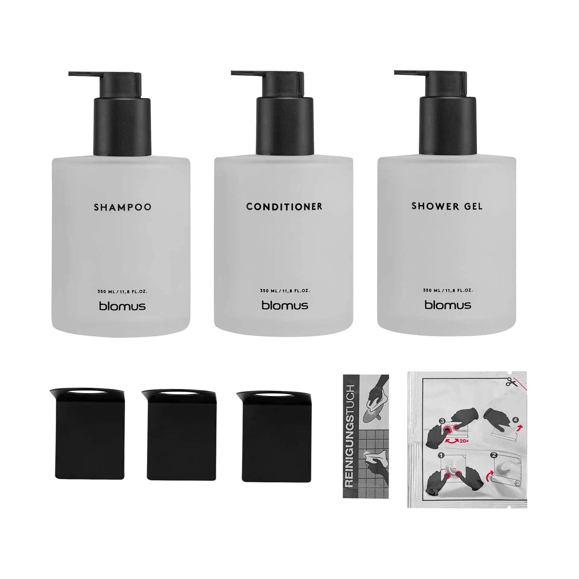 키레이 글라스 보틀(벽걸이 홀더 포함) 3개 세트, White, glue-mounted blomus | 블로무스