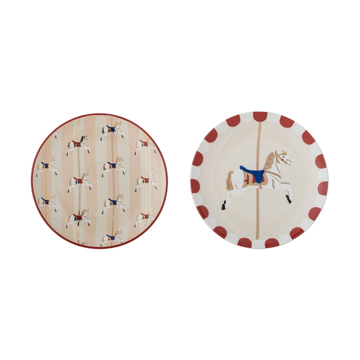 메리고라운드 플레이트 Ø16 cm 2개 세트 - Beige-red - Bloomingville | 블루밍빌