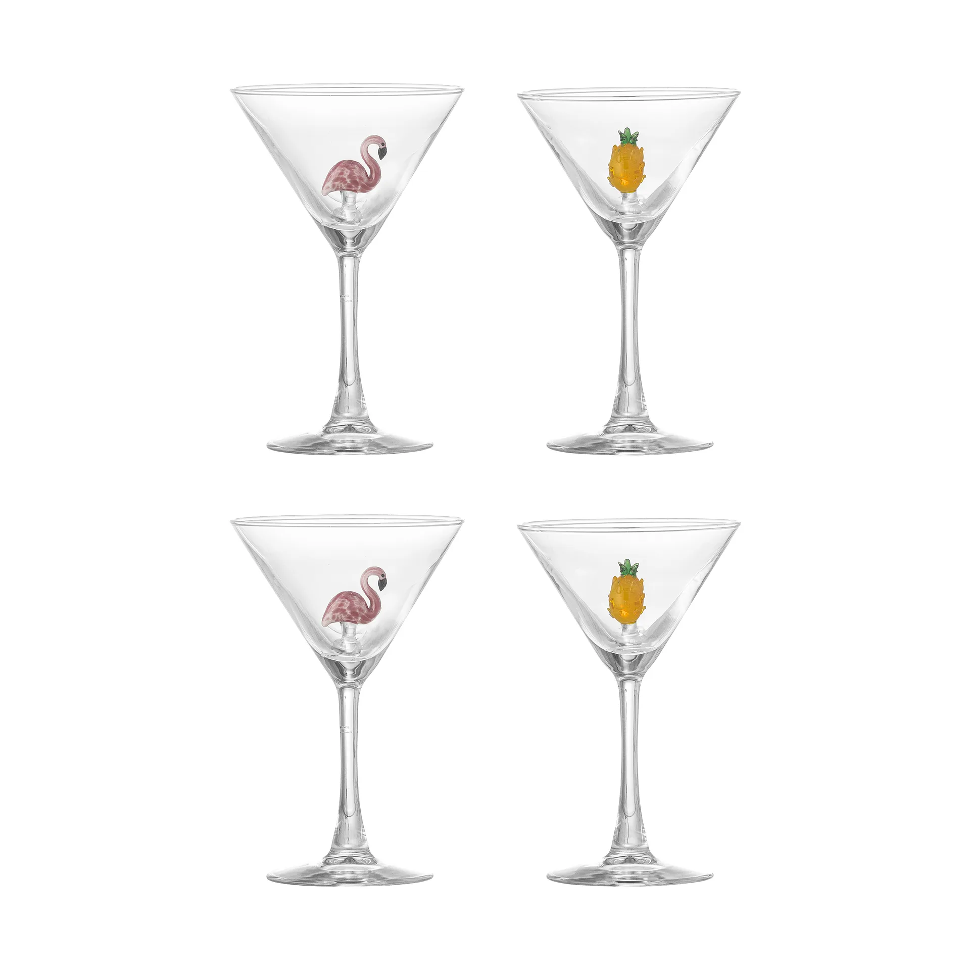 미사 칵테일 글라스 17 cl 4개 세트, Clear-flamingo, clear-pineapple Bloomingville | 블루밍빌