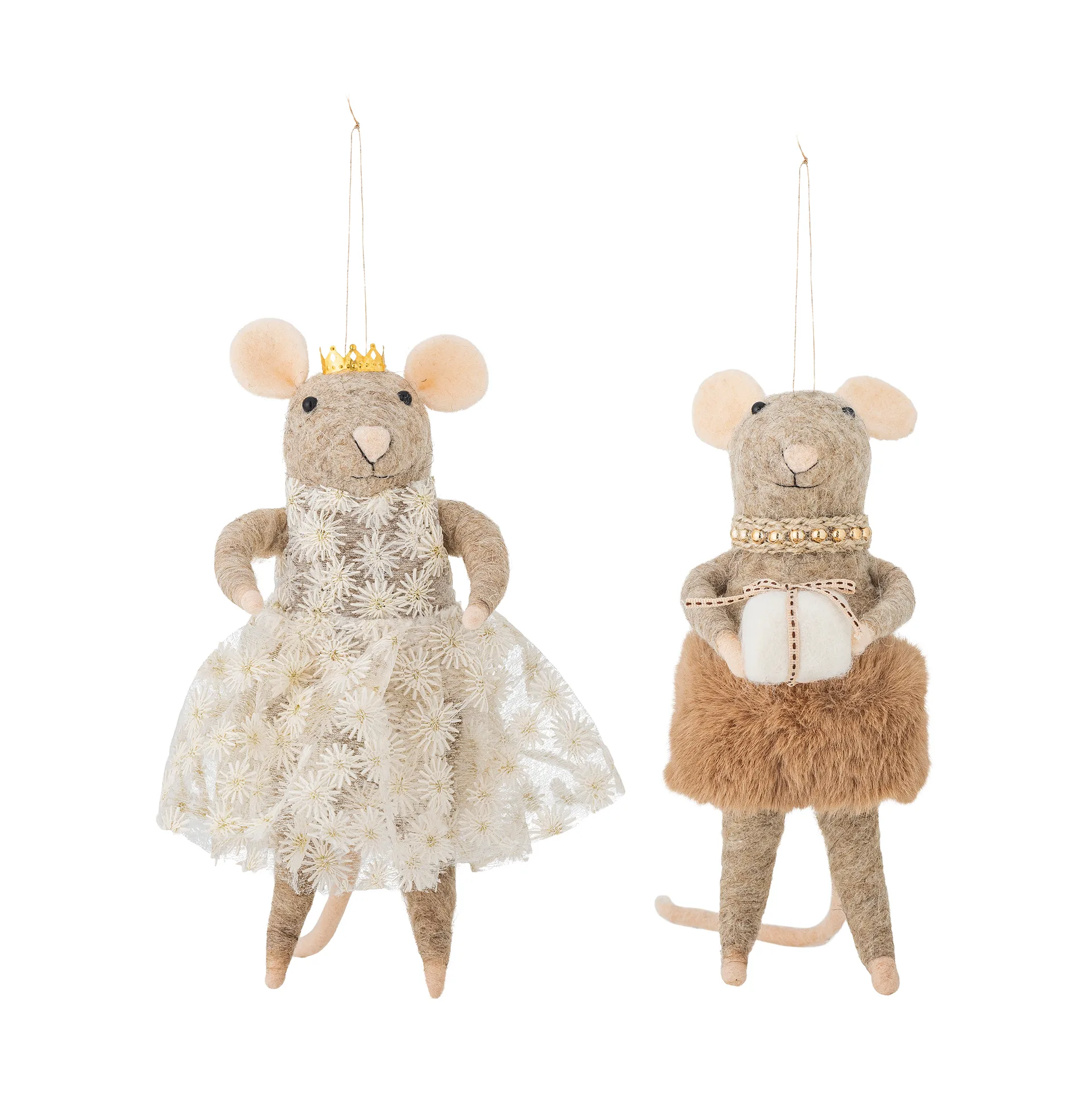 페오 크리스마스 트리 데코레이션 울 2개 세트, Brown, high Bloomingville | 블루밍빌