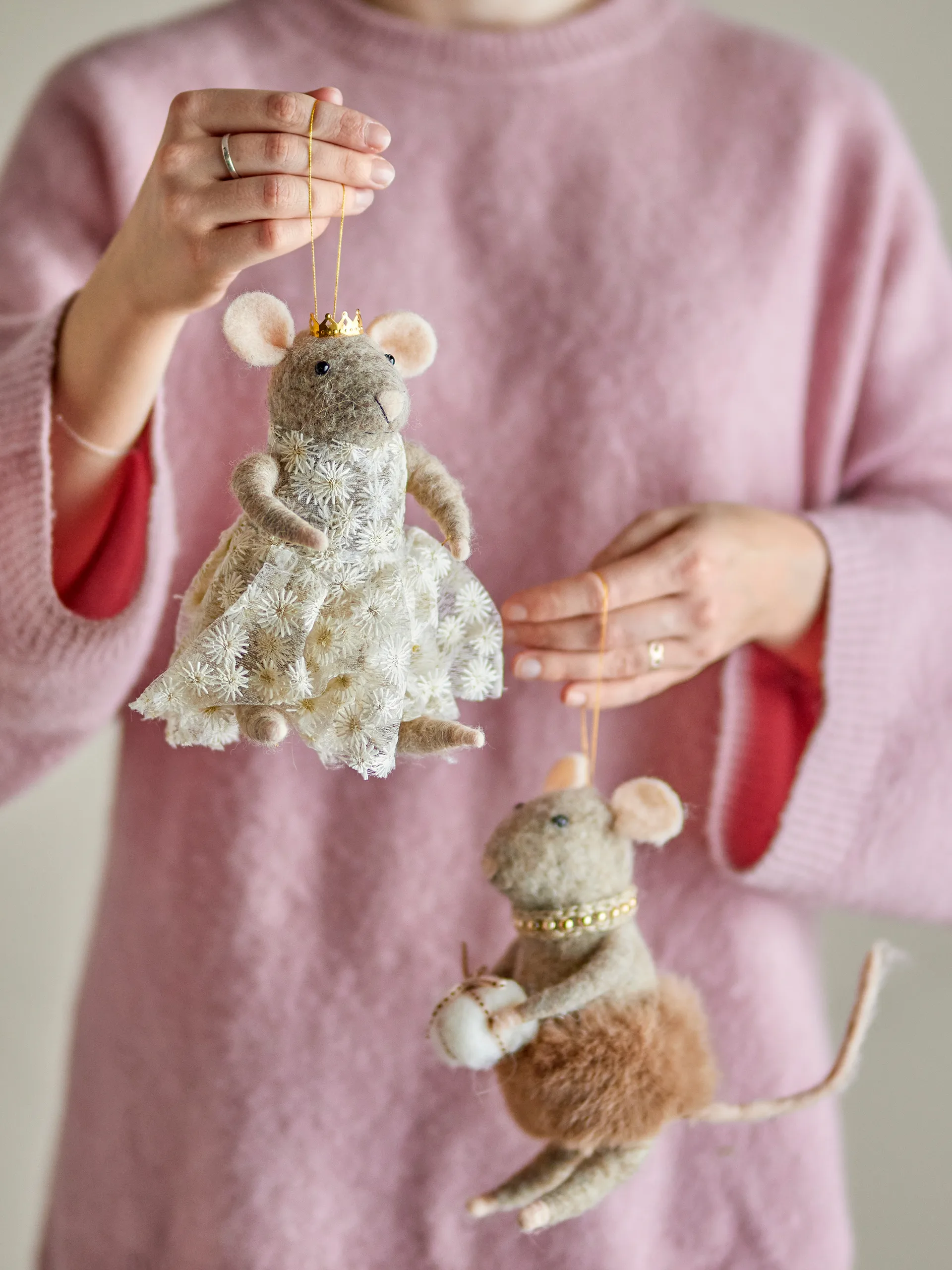 페오 크리스마스 트리 데코레이션 울 2개 세트, Brown, high Bloomingville | 블루밍빌