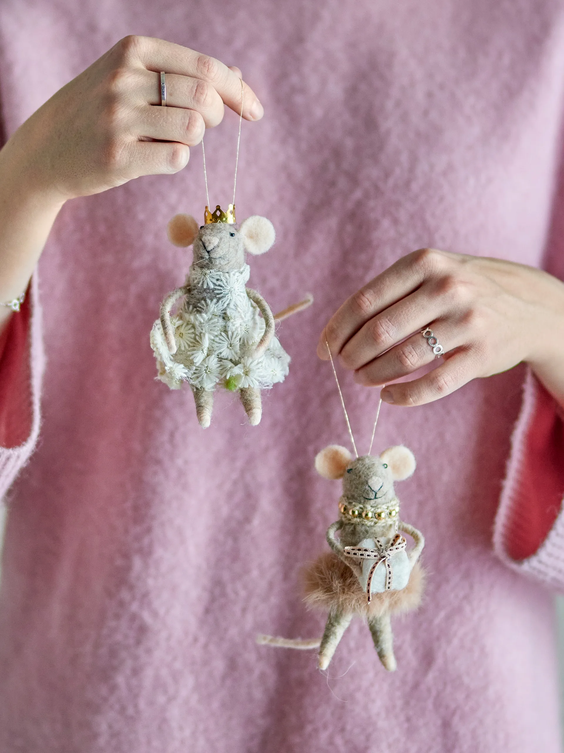 페오 크리스마스 트리 데코레이션 울 2개 세트, Brown Bloomingville | 블루밍빌