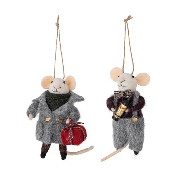 페오 크리스마스 트리 데코레이션 울 2개 세트 - Grå-svart, 11 cm - Bloomingville | 블루밍빌