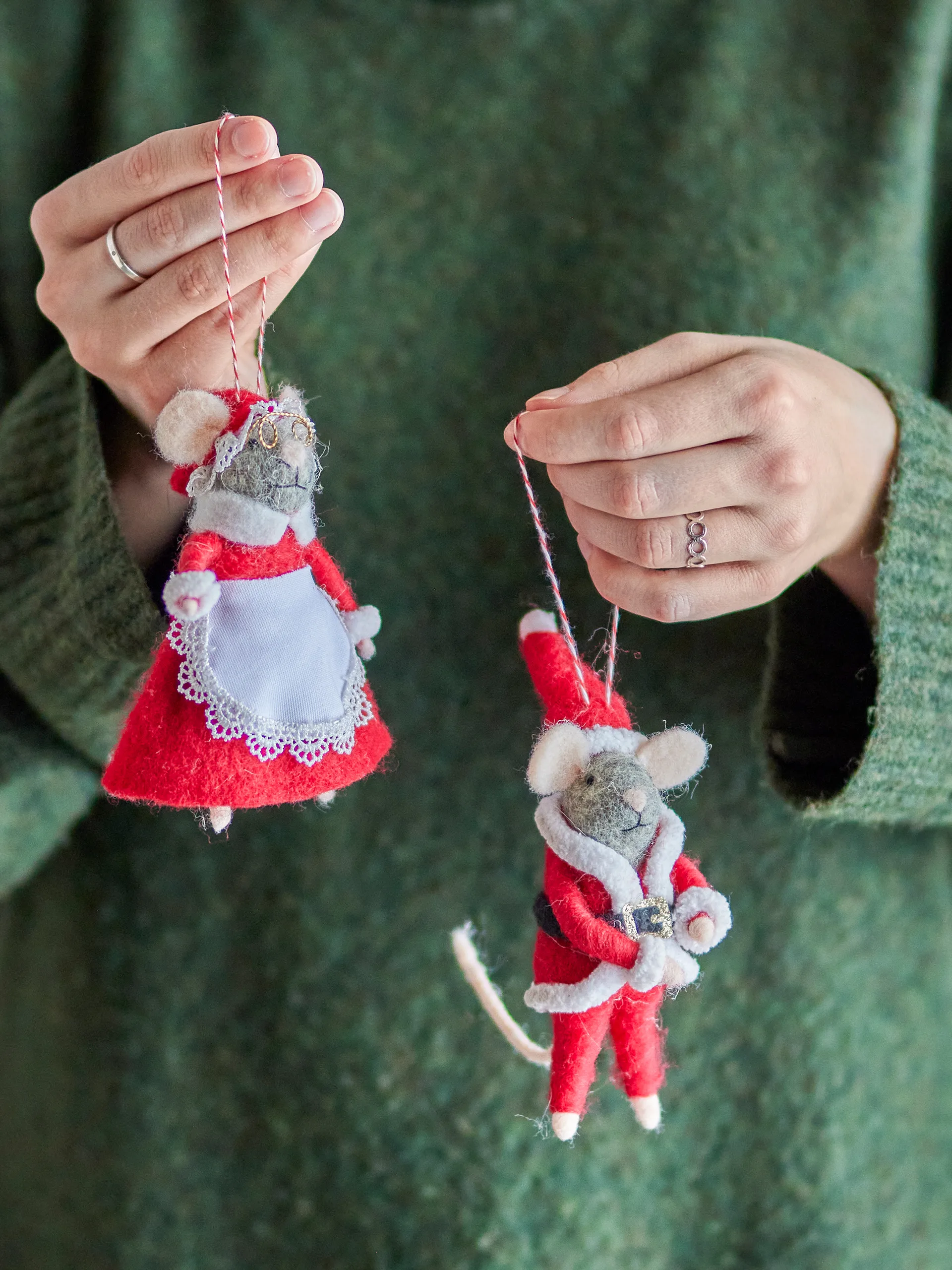 페오 크리스마스 트리 데코레이션 울 2개 세트, Red Bloomingville | 블루밍빌