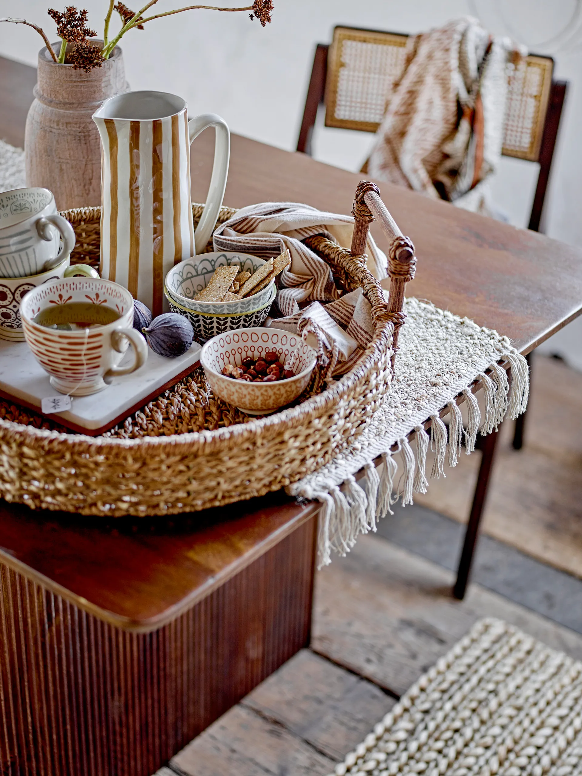 베고니아 팟 스톤웨어 23.5 cm, Brown stripes Bloomingville | 블루밍빌