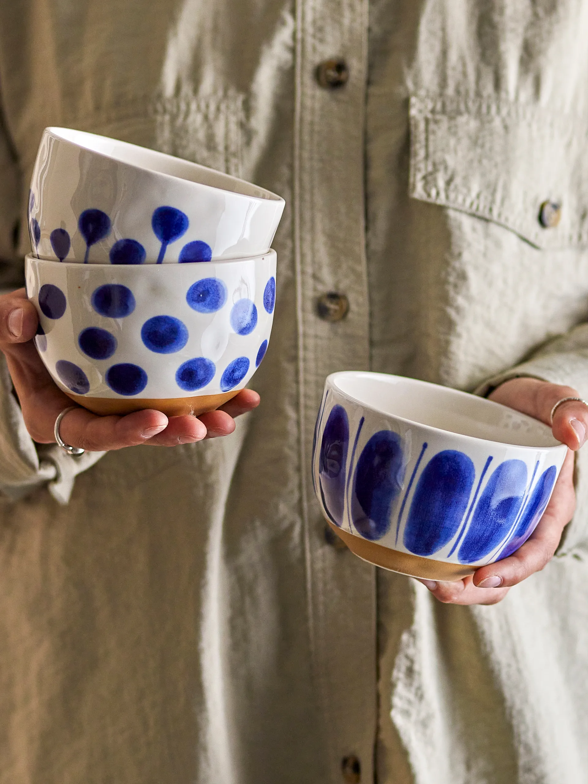 리노라 보울 58 cl 3개 세트, Blue Bloomingville | 블루밍빌