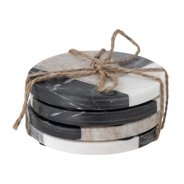 Izabella 코스터 Ø10 cm 4개 세트 - Grey marble - Bloomingville | 블루밍빌