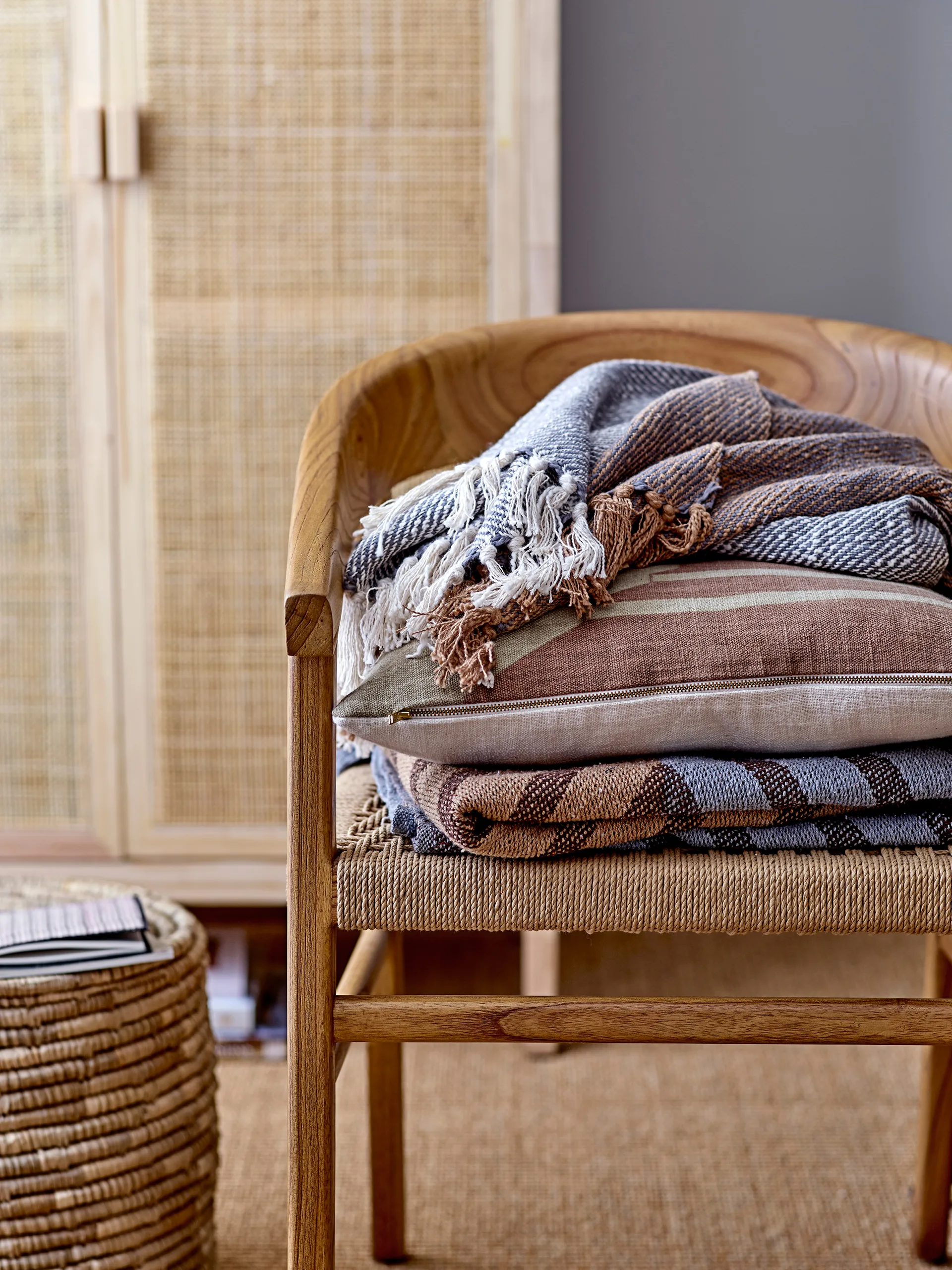 린 수납 바스켓 & lid 2 pieces, Natural Bloomingville | 블루밍빌