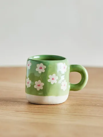 Millie 컵 110ml - Green, flowers - Bloomingville | 블루밍빌
