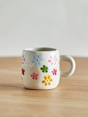 Millie 컵 110ml - White, flowers - Bloomingville | 블루밍빌