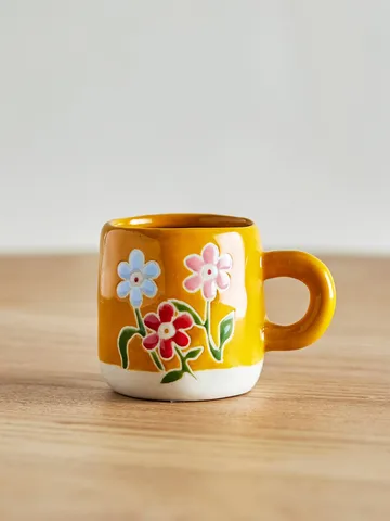 Millie 컵 110ml - Yellow, flowers - Bloomingville | 블루밍빌