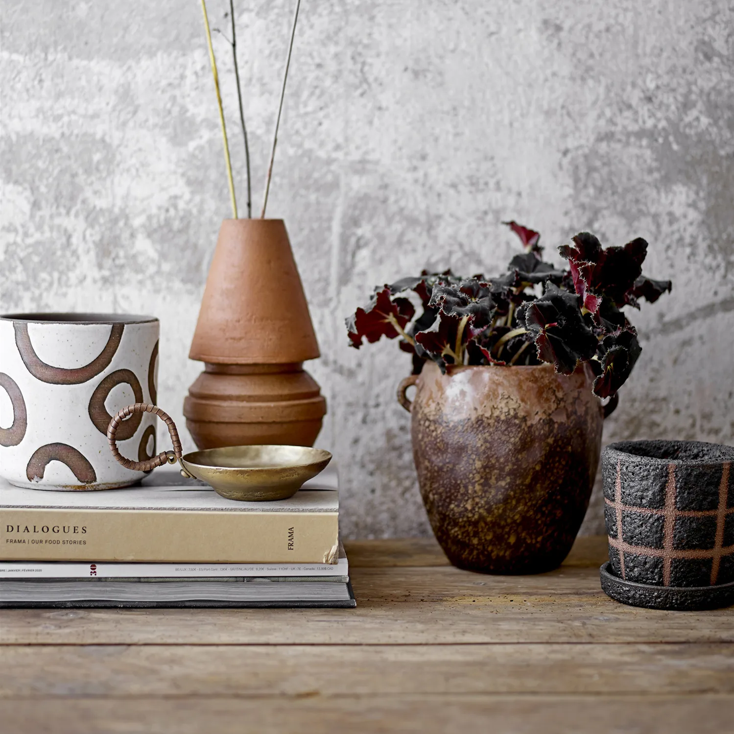 Nenne 손잡이 달린 화병 Ø16 cm, brown Bloomingville | 블루밍빌