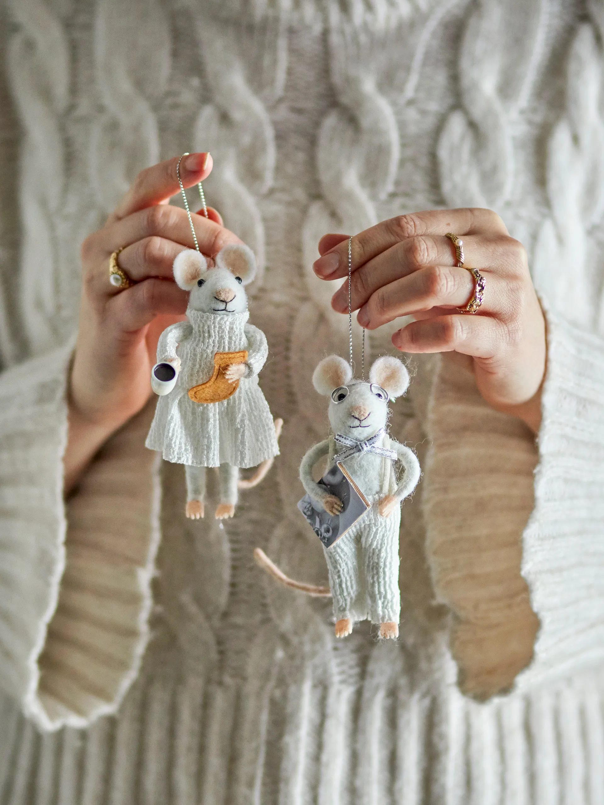 Peo 크리스마스 바우블 마우스 2개 세트, White Bloomingville | 블루밍빌