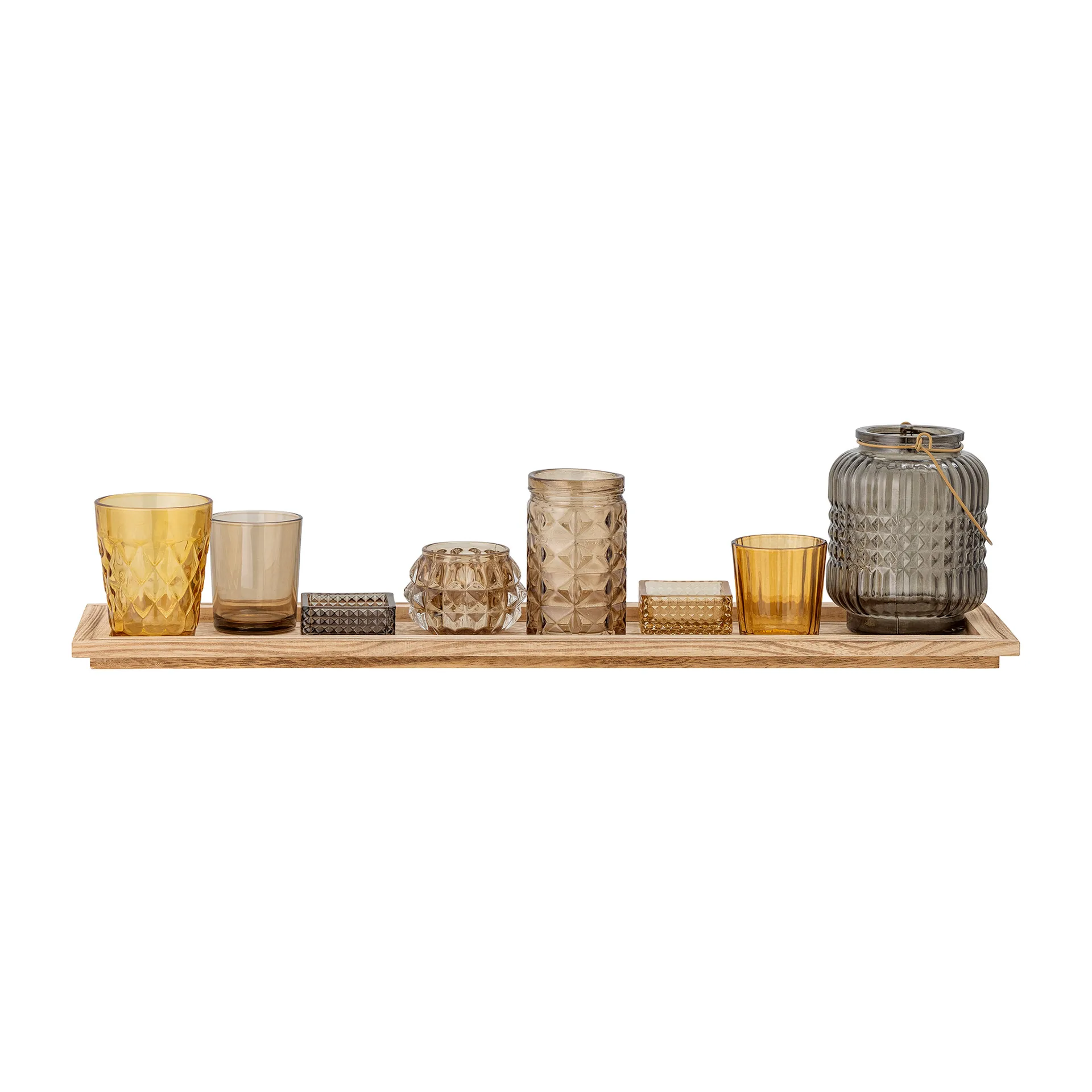 Sanga 트레이 & 캔들 holder 9 pieces, Brown Bloomingville | 블루밍빌