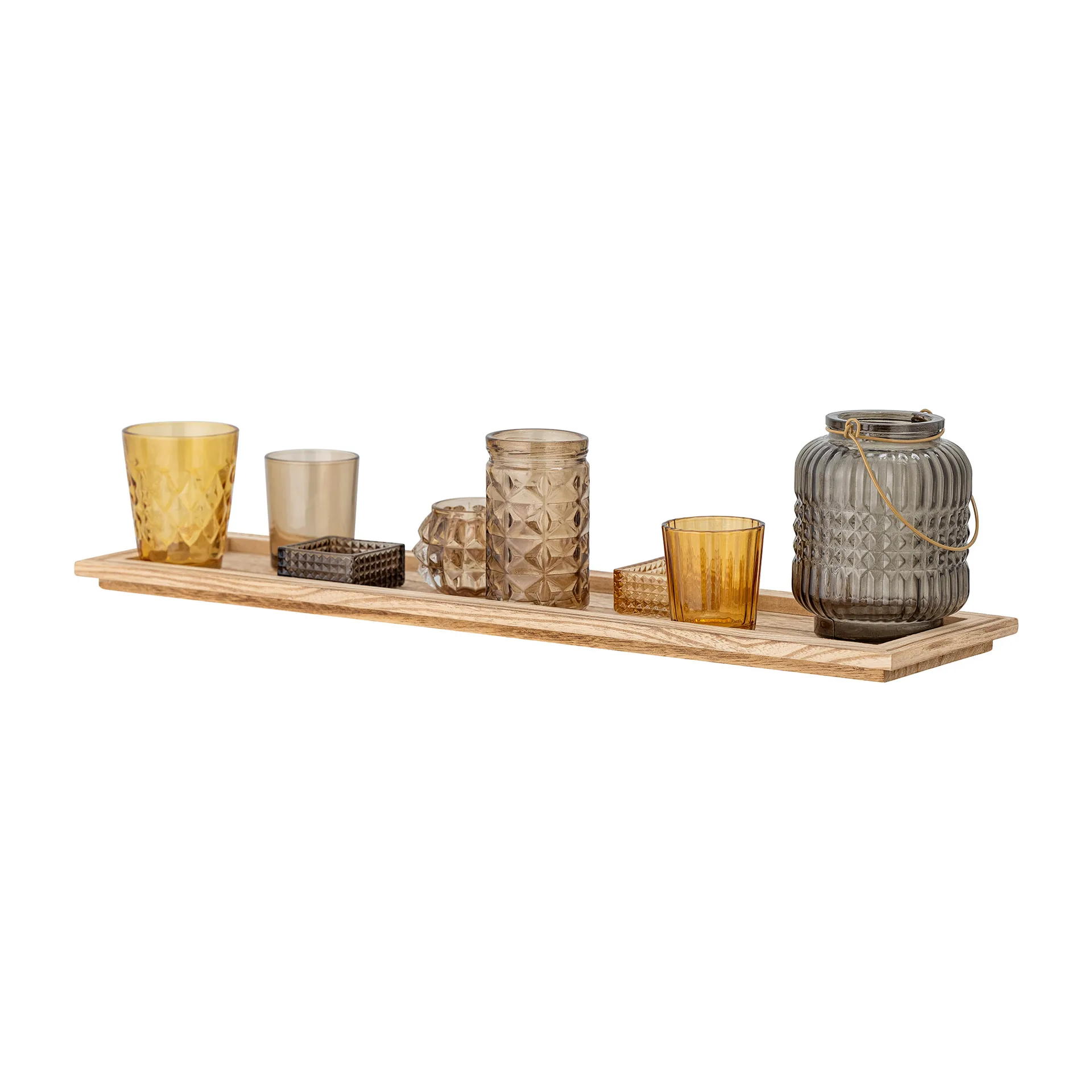 Sanga 트레이 & 캔들 holder 9 pieces, Brown Bloomingville | 블루밍빌