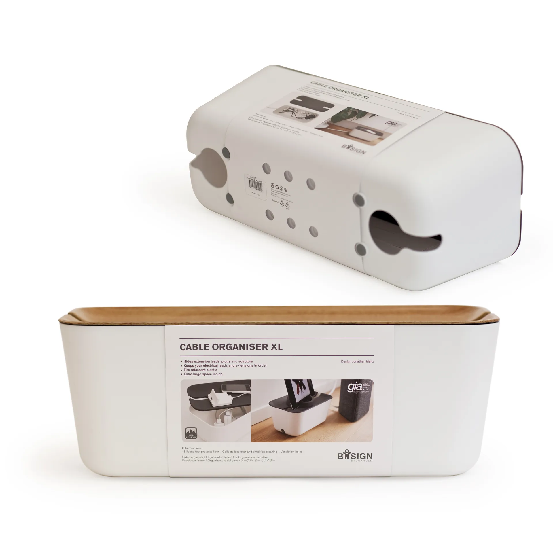 케이블 정리함 XL, wood print Bosign | 보사인