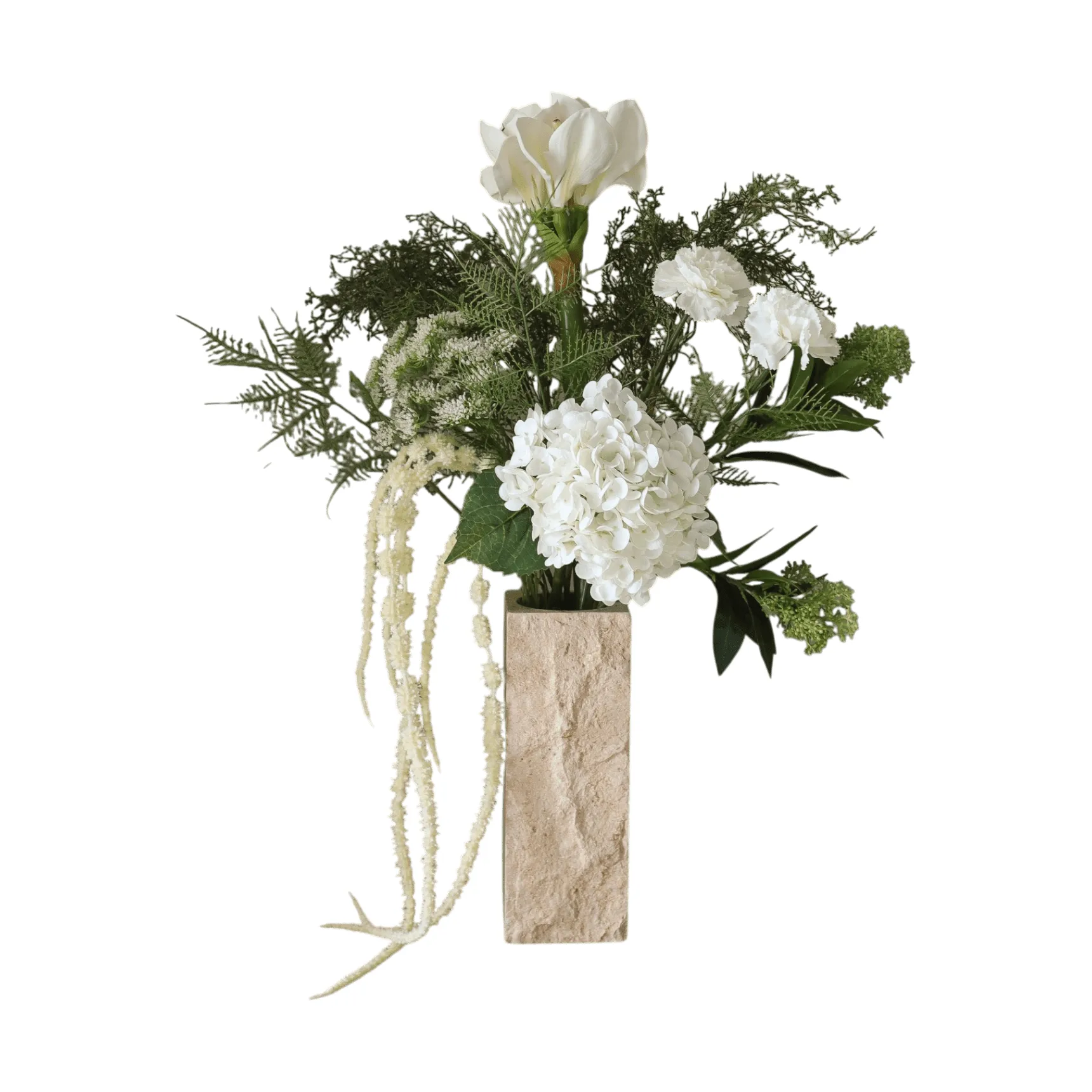 서리 가든 인조 부케, 아마릴리스, 수국, 카네이션, 아마란스, 90 cm Botané | 보타네