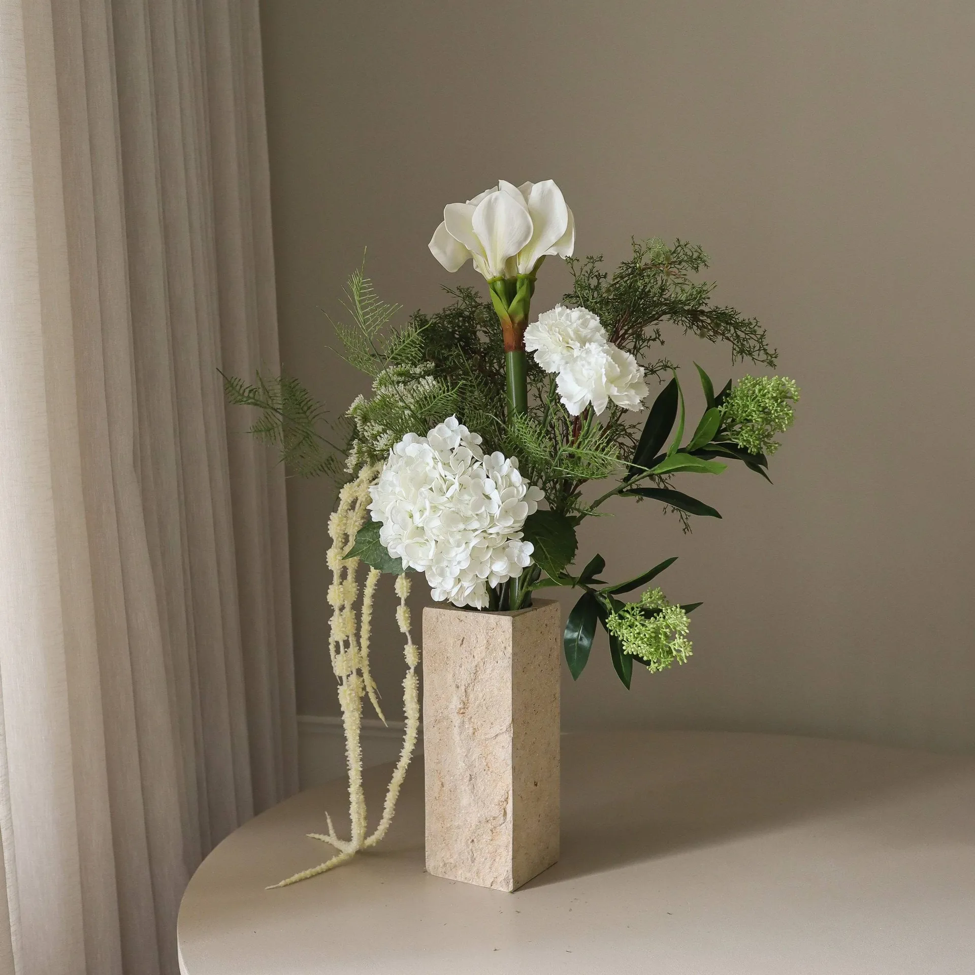 서리 가든 인조 부케, 아마릴리스, 수국, 카네이션, 아마란스, 90 cm Botané | 보타네