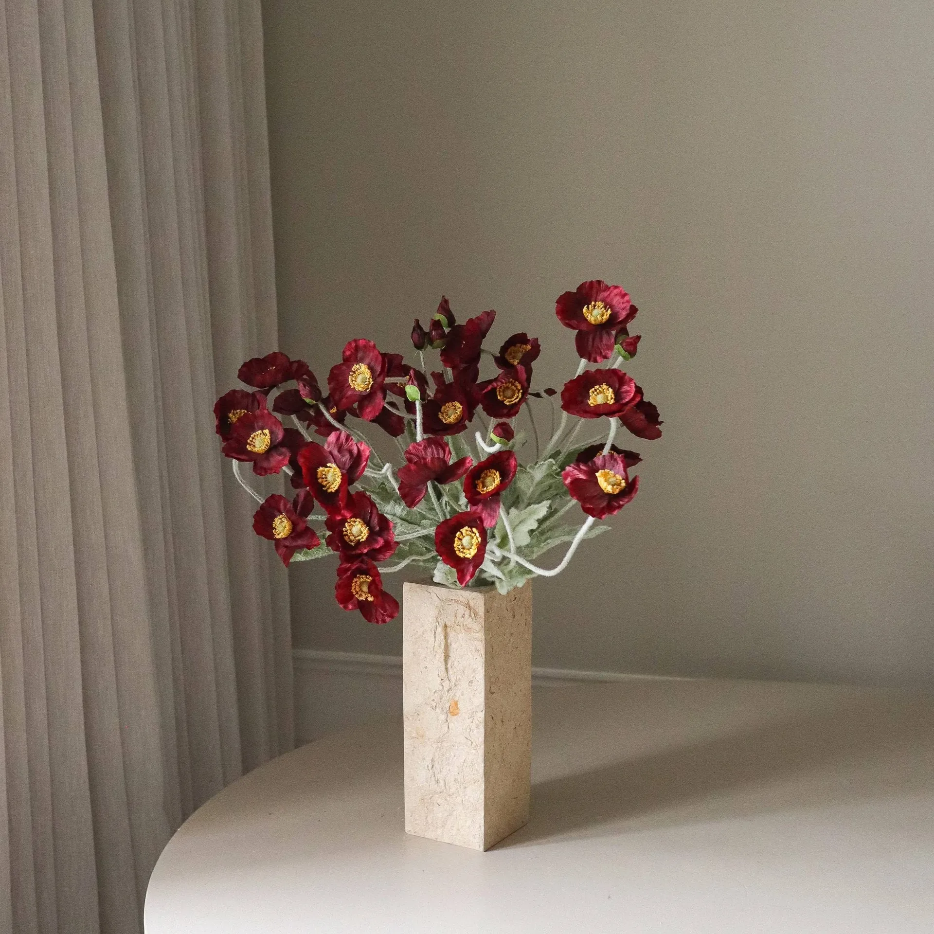 양귀비 조화 꽃다발, Burgundy, 56 cm, 10 pcs Botané | 보타네