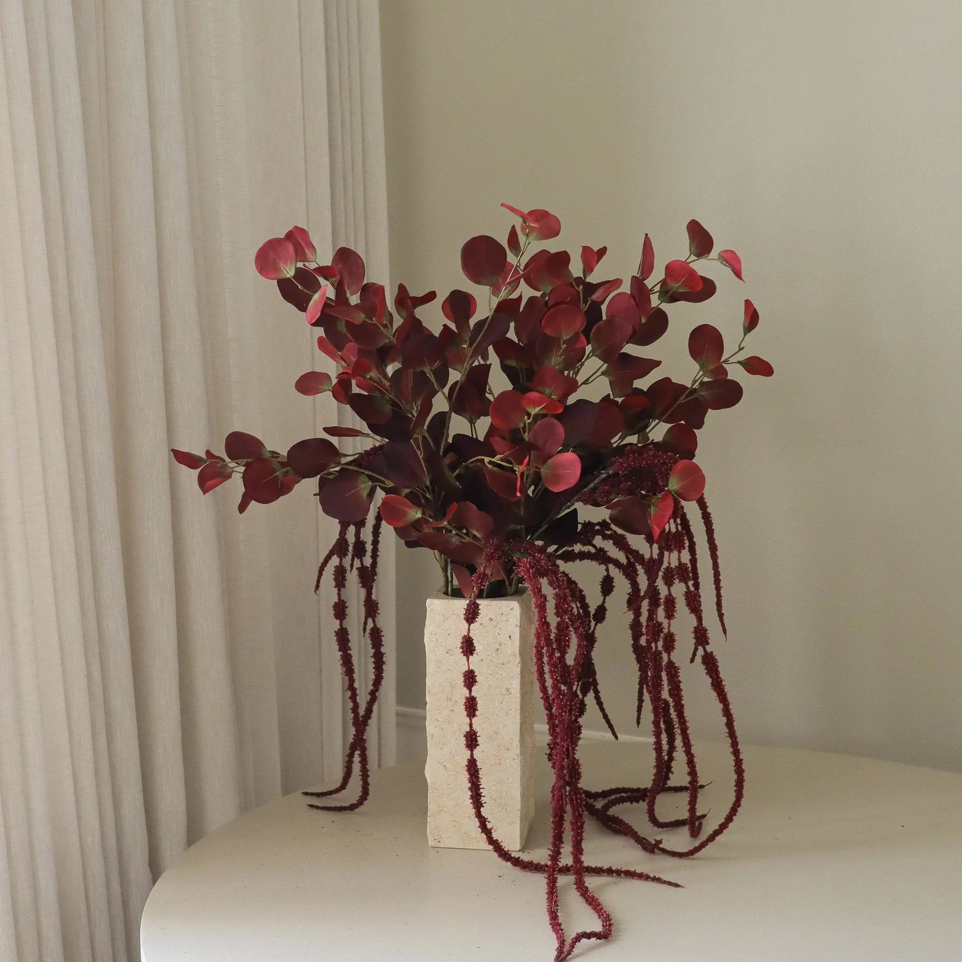 Burgundy veil artificial bouquet, Eucalyptus, amaranth, 84 cm Botané | 보타네