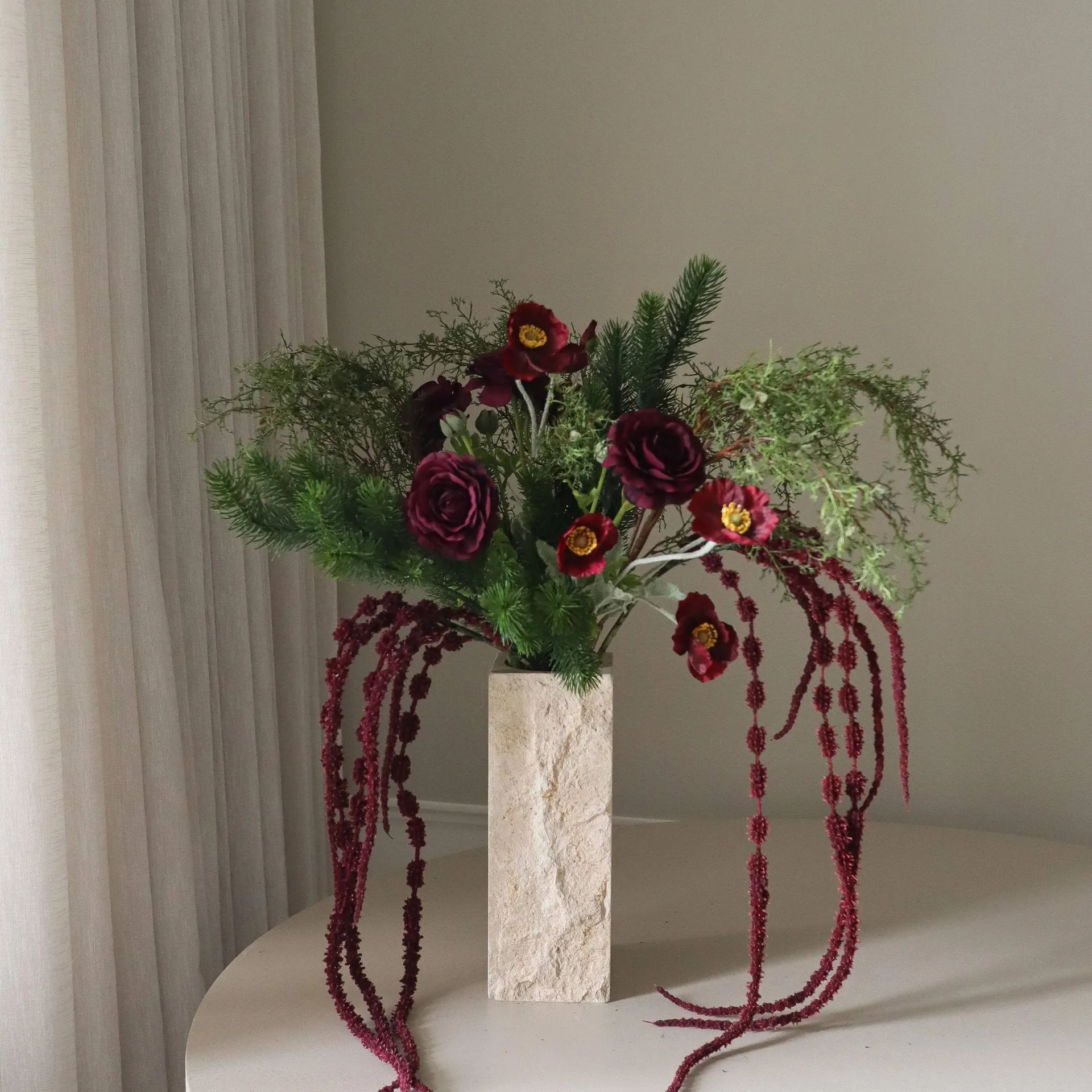 Burnt bloom 인조 부케, Ranunculus, poppies, allium, amaranth, 90 cm Botané | 보타네