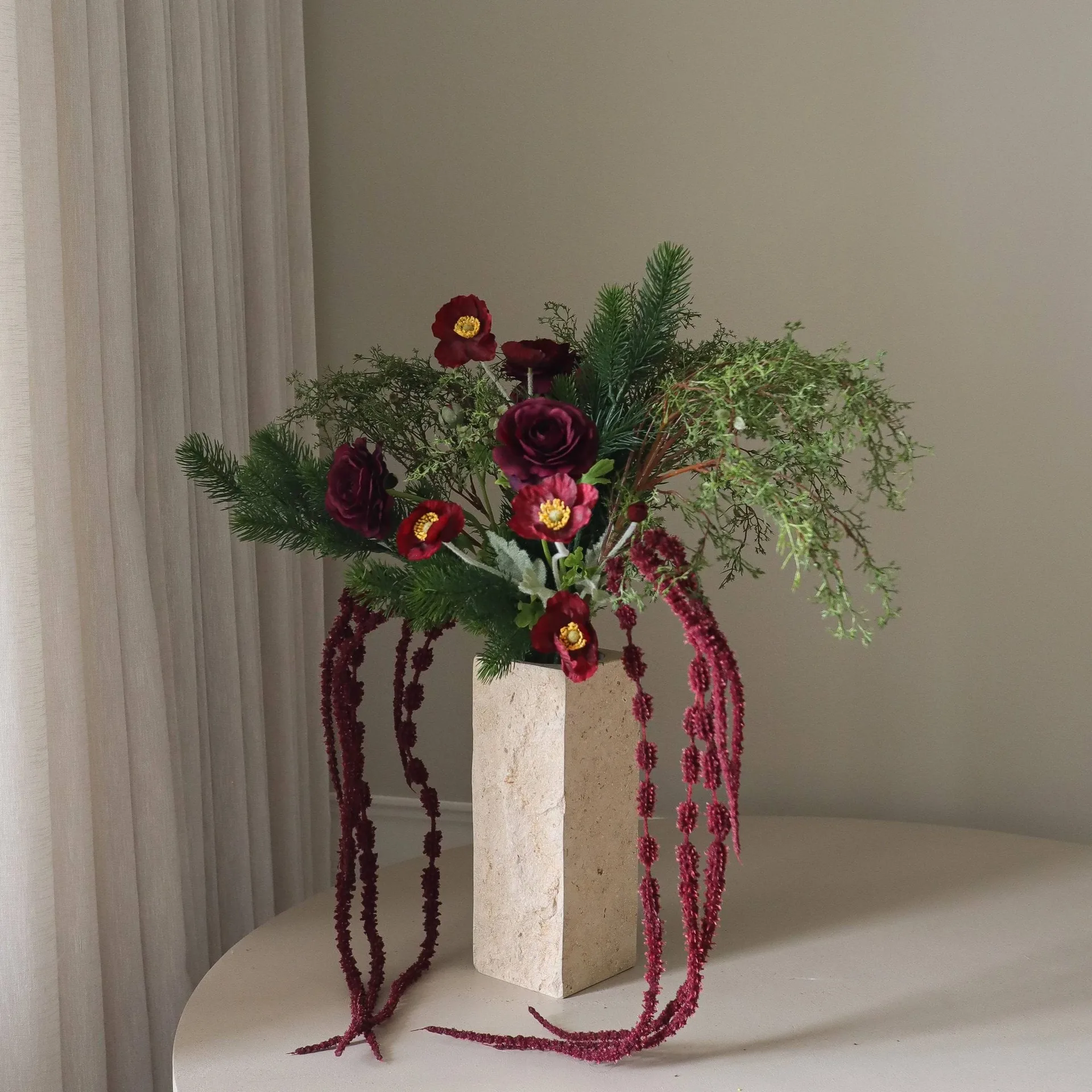 Burnt bloom 인조 부케, Ranunculus, poppies, allium, amaranth, 90 cm Botané | 보타네
