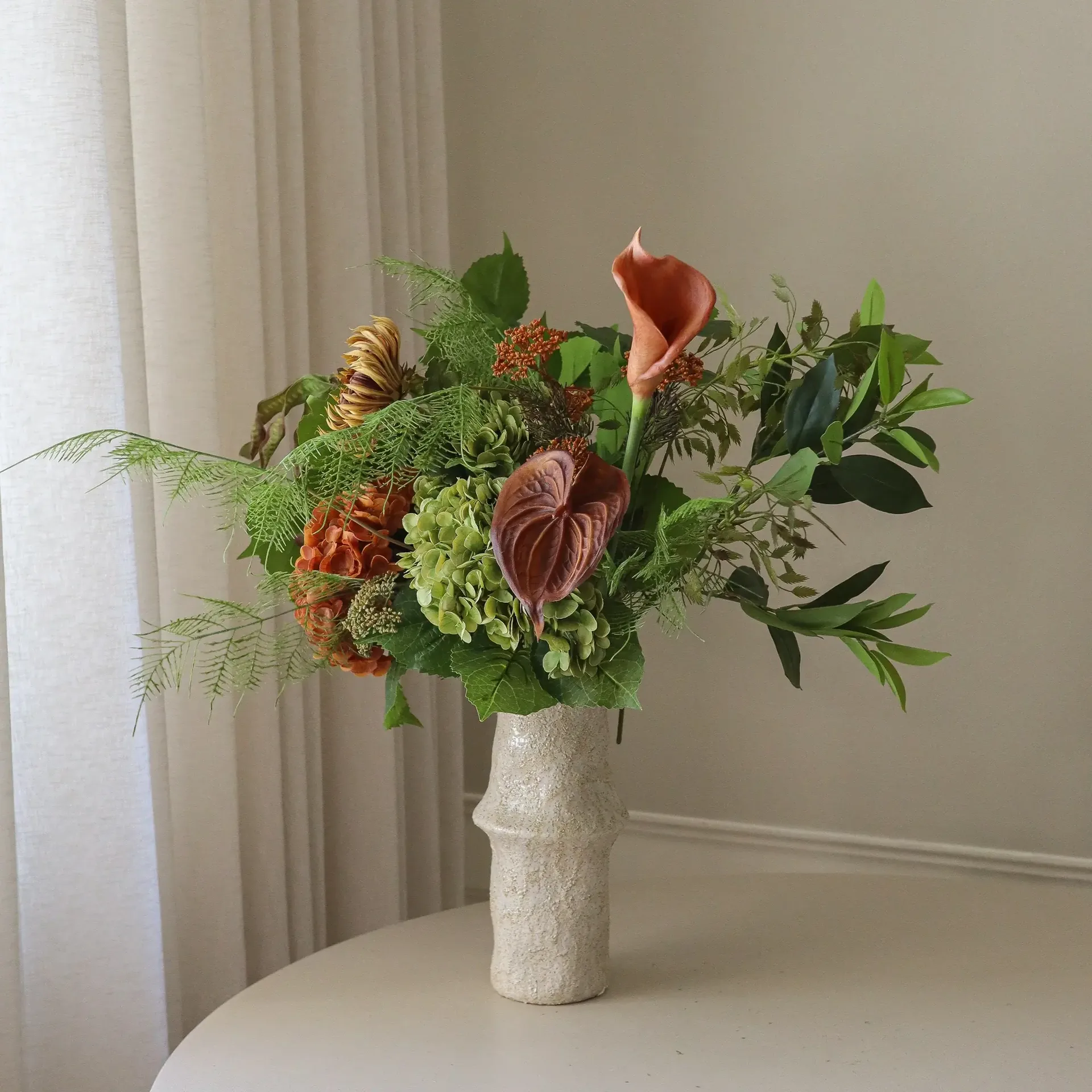 Cedar Grove 인조 꽃다발, 수국-반선인장다알리아-칼라, 90 cm, 14개 Botané | 보타네