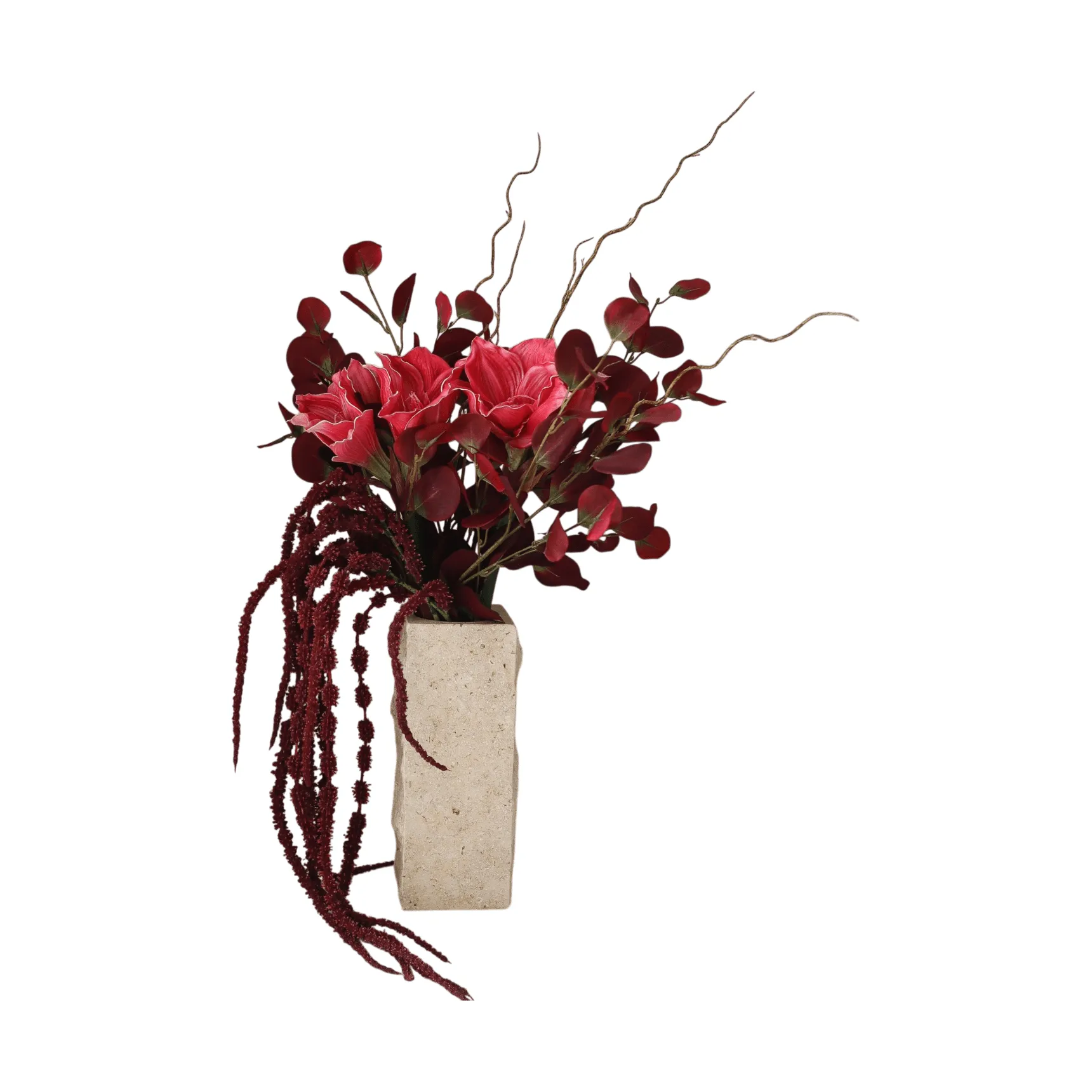 Deep bloom 인조 꽃다발, 아마릴리스, 유칼립투스, 아마란스, 가지, 120 cm Botané | 보타네