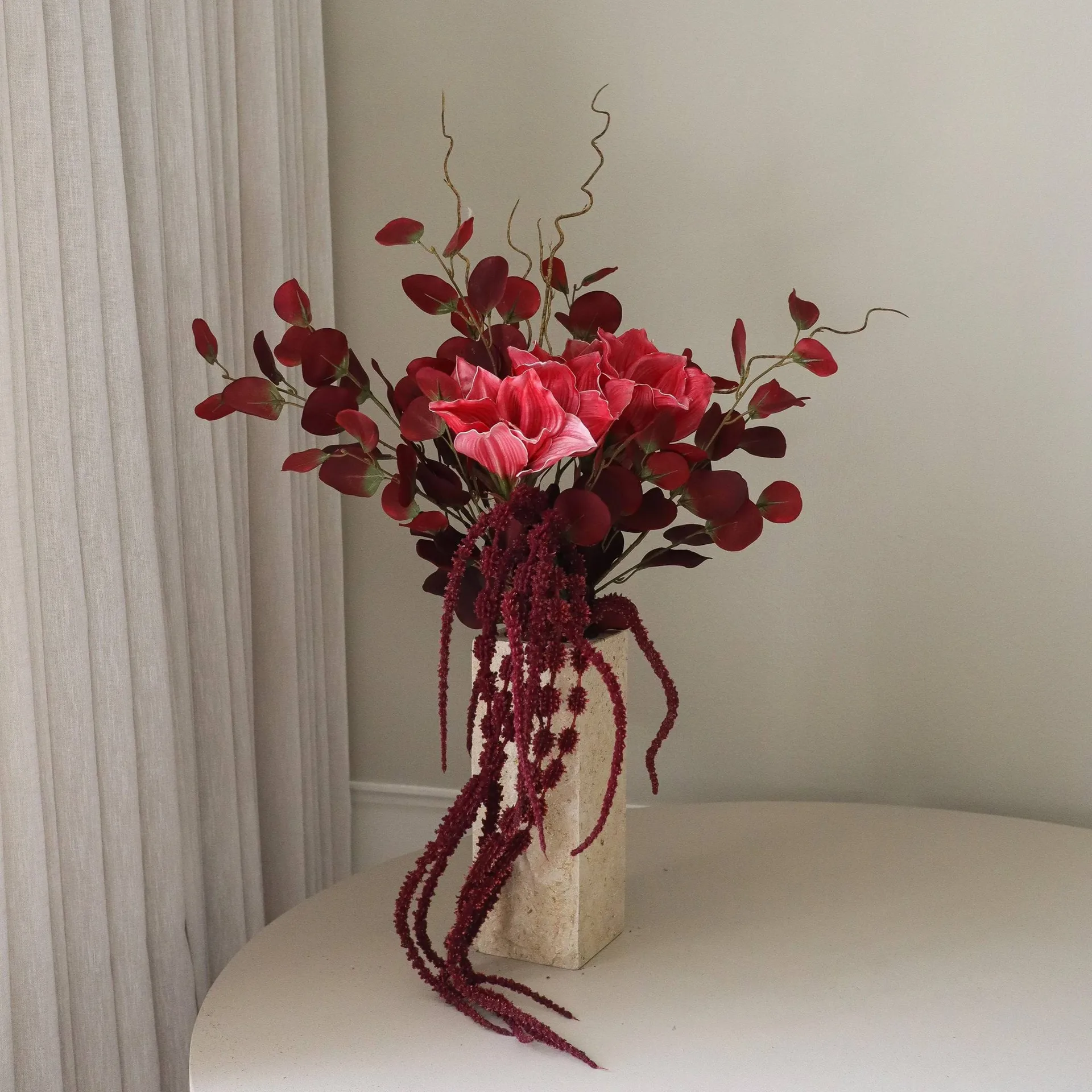 Deep bloom 인조 꽃다발, 아마릴리스, 유칼립투스, 아마란스, 가지, 120 cm Botané | 보타네