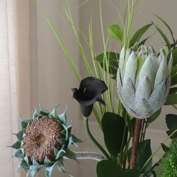 Midnight Wilderness 인공 꽃다발 - 프로테아-국화-칼라-카네이션, 78 cm, 7개 - Botané | 보타네