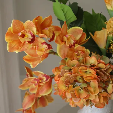 The Orangery 인조 꽃다발 - 심비디움 난초-글래디올러스-수국, 85 cm, 10개 - Botané | 보타네